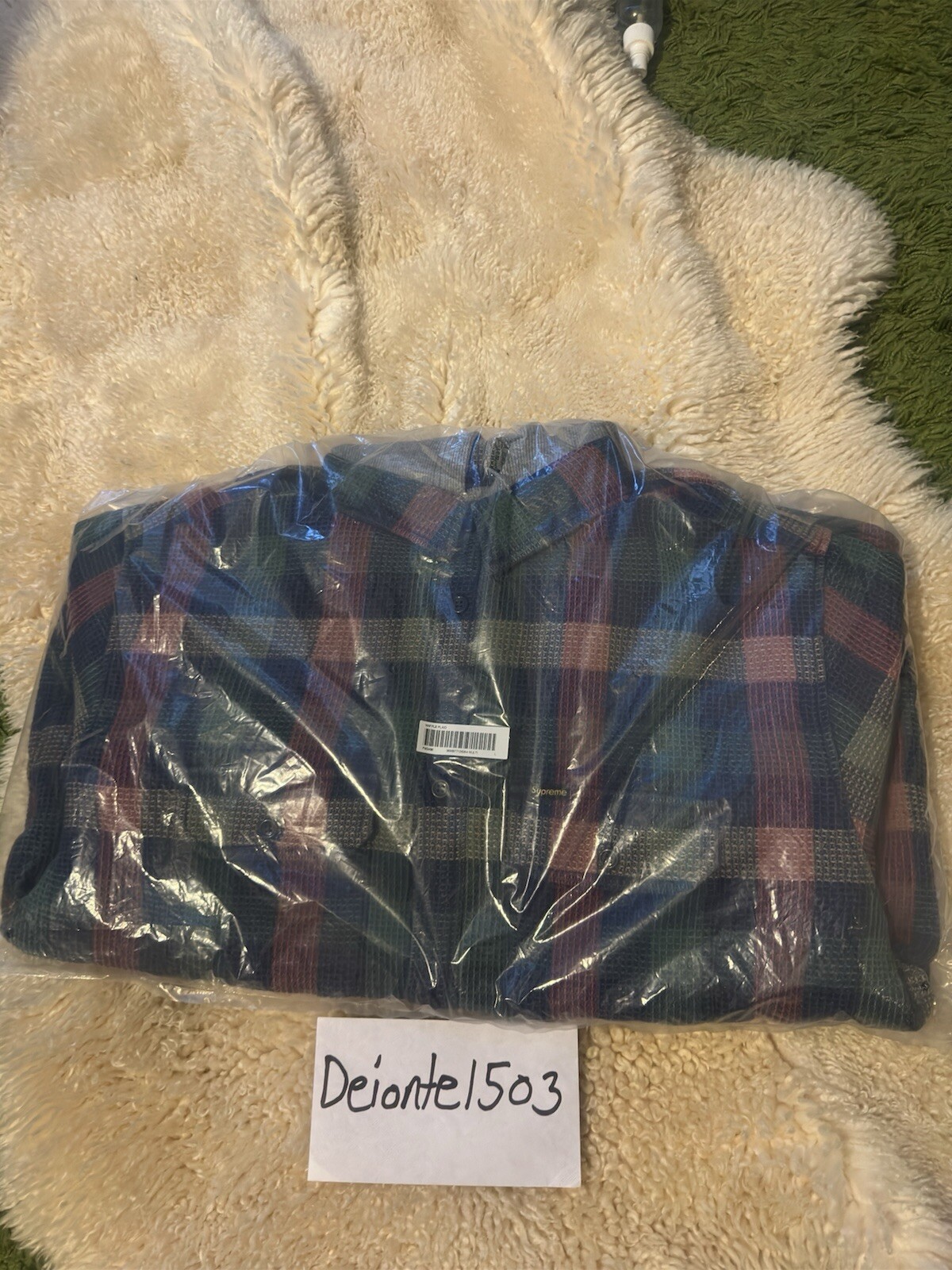 Supreme 24FW Week 10 Waffle Plaid Hooded Shirt Multicolor Black JAPAN New