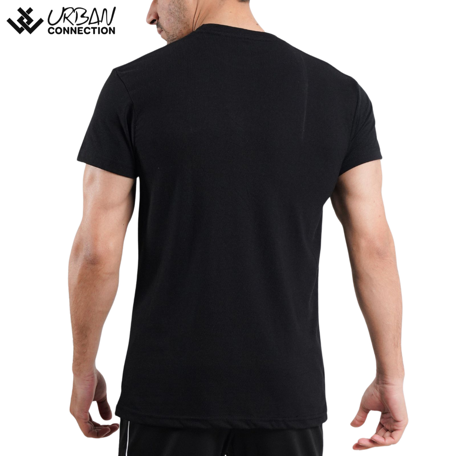Men&rsquo;s Black Crew Round Neck T-Shirt | Urban Connection | Small-6XL | 6 Shirts