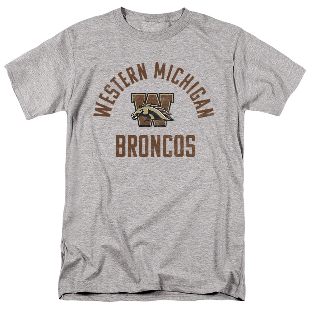 Western Michigan University Adult T-Shirt Broncos Logo, Athletic Heather, S-5XL