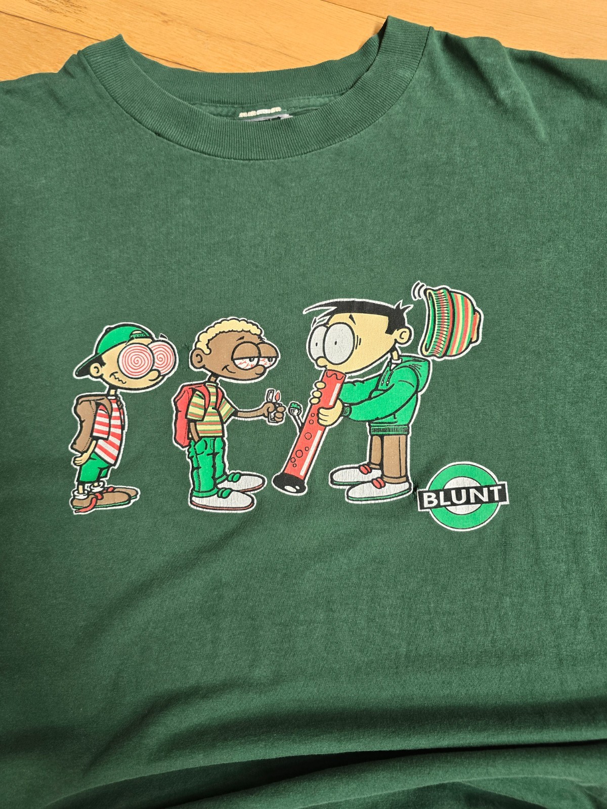 vintage 90&rsquo;s | Blunt Skate hunter green graphic print single stitch boxy t-shirt