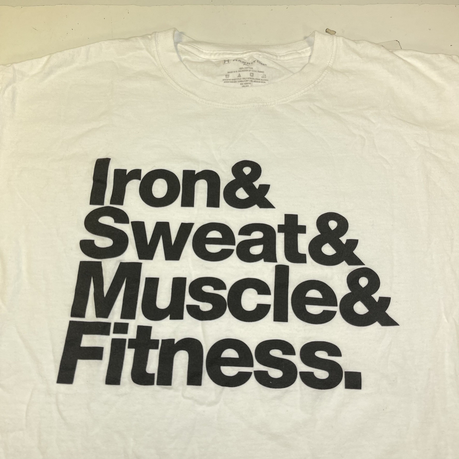 IRON SWEAT MUSCLE & FITNESS gym bodybuilding weightlifting TEE T SHIRT Mens XL