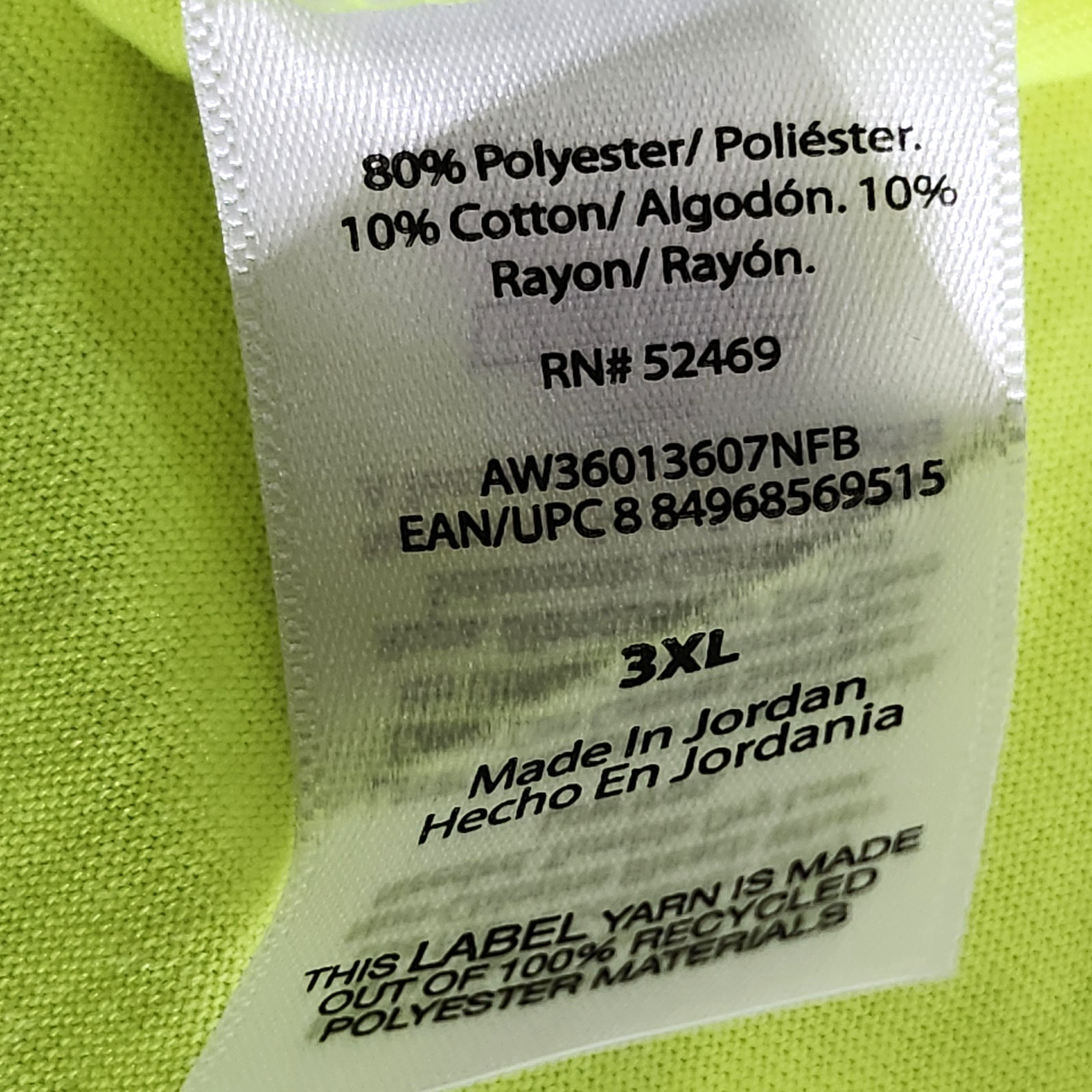 Men&rsquo;s T-Shirt Size 3XL Neon Yellow Long Sleeve Athletic Works Moisture Wicking
