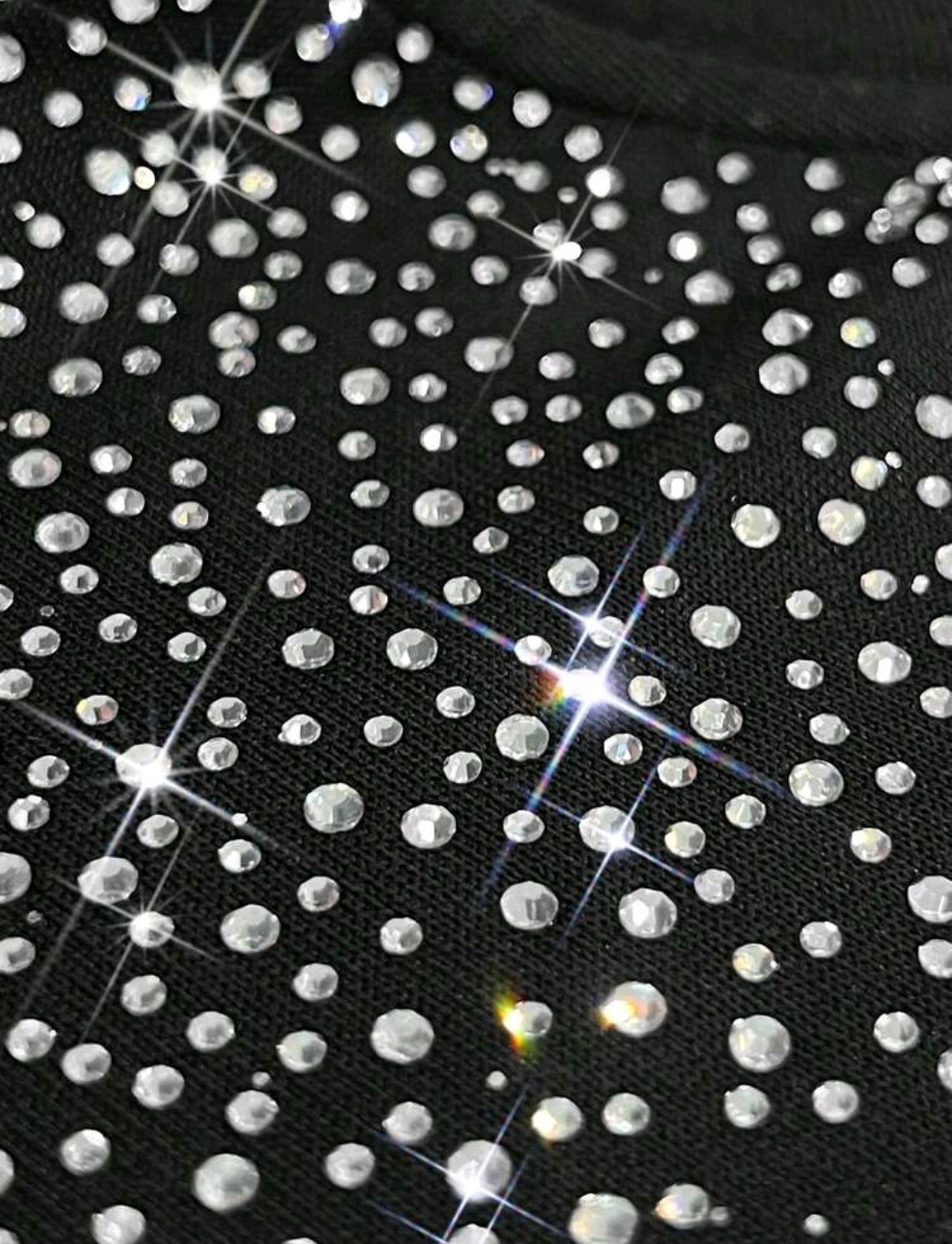 New Men Luxury Diamond Flame Rhinestones Fashion Black T-Shirt High Quality