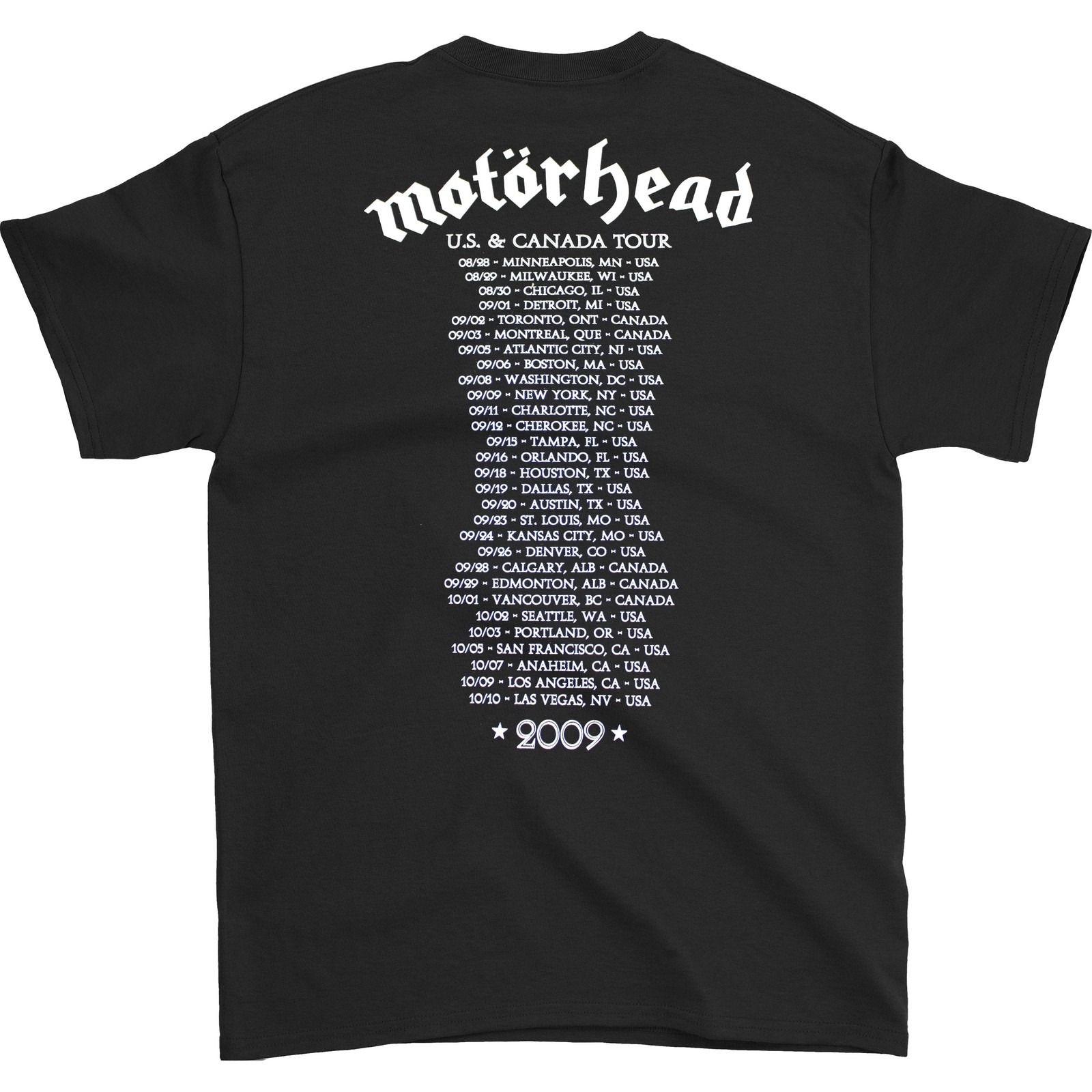Men&rsquo;s Motorhead Winged Bolt 09 Tour Tee T-shirt Small Black