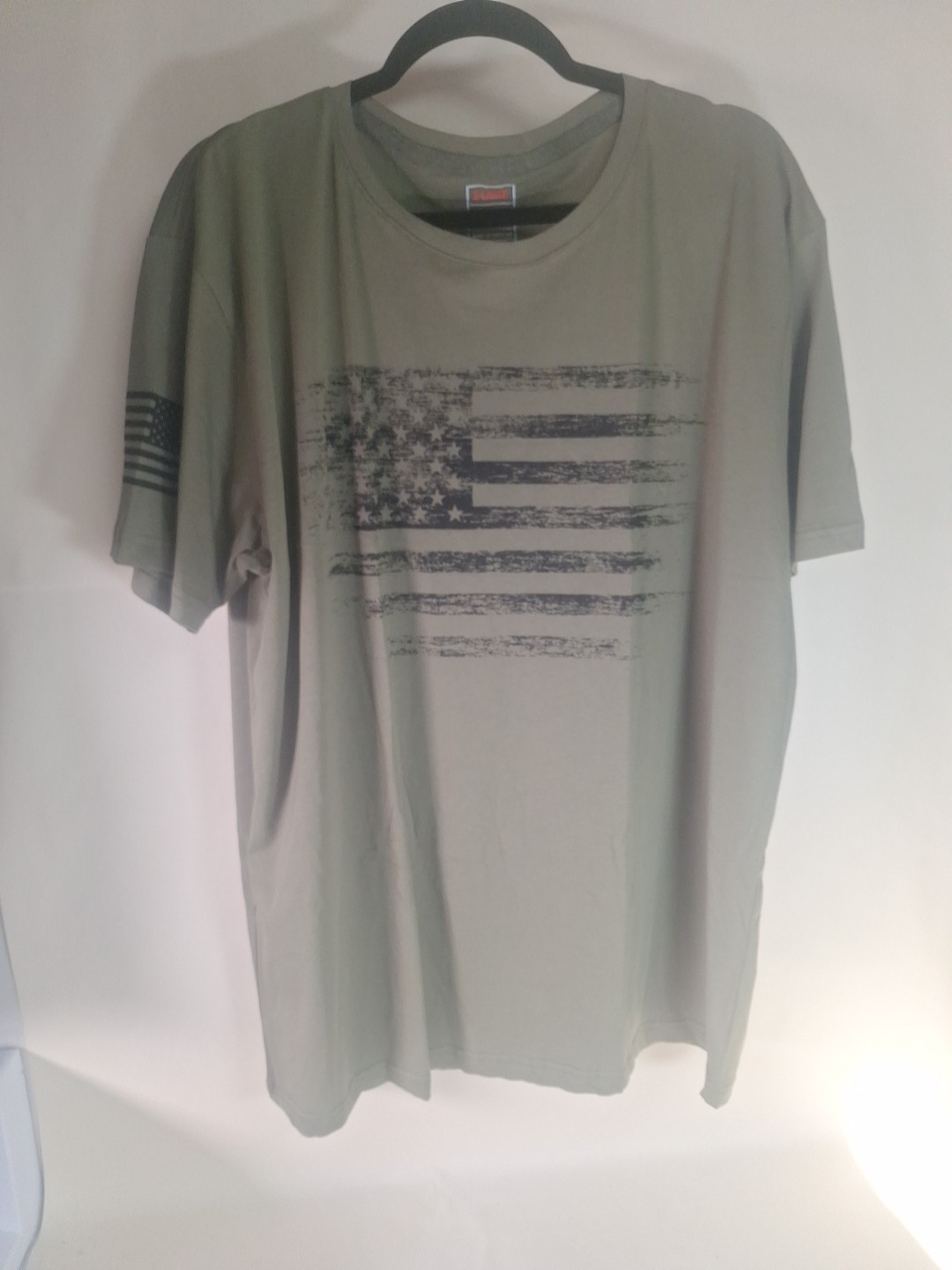 USA Distressed Flag Men&rsquo;s T Shirt Patriotic American Tee XL New Army Green