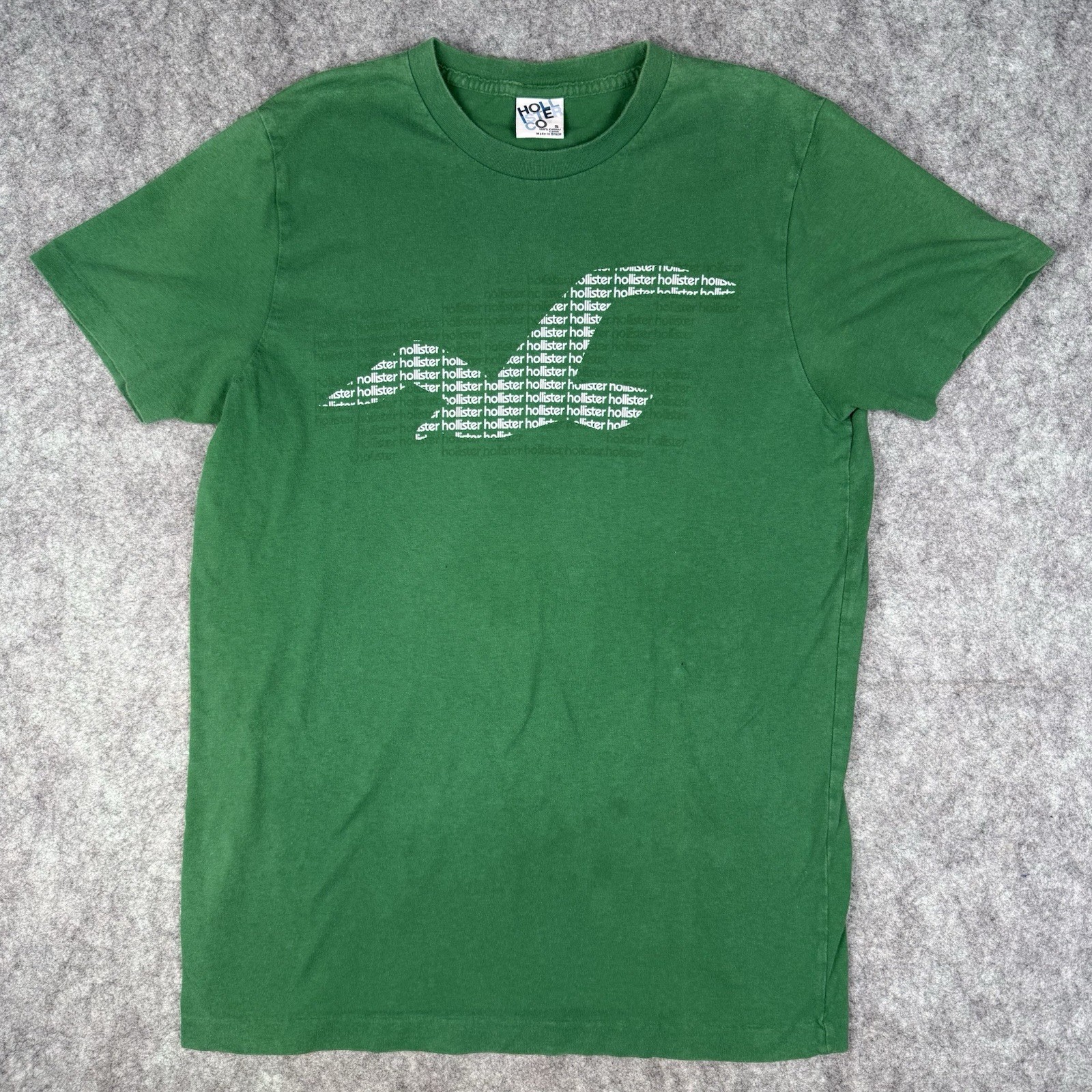 Y2K Hollister Men’s T Shirt Green Bird Logo Single Stitch Cotton Size Small Vtg