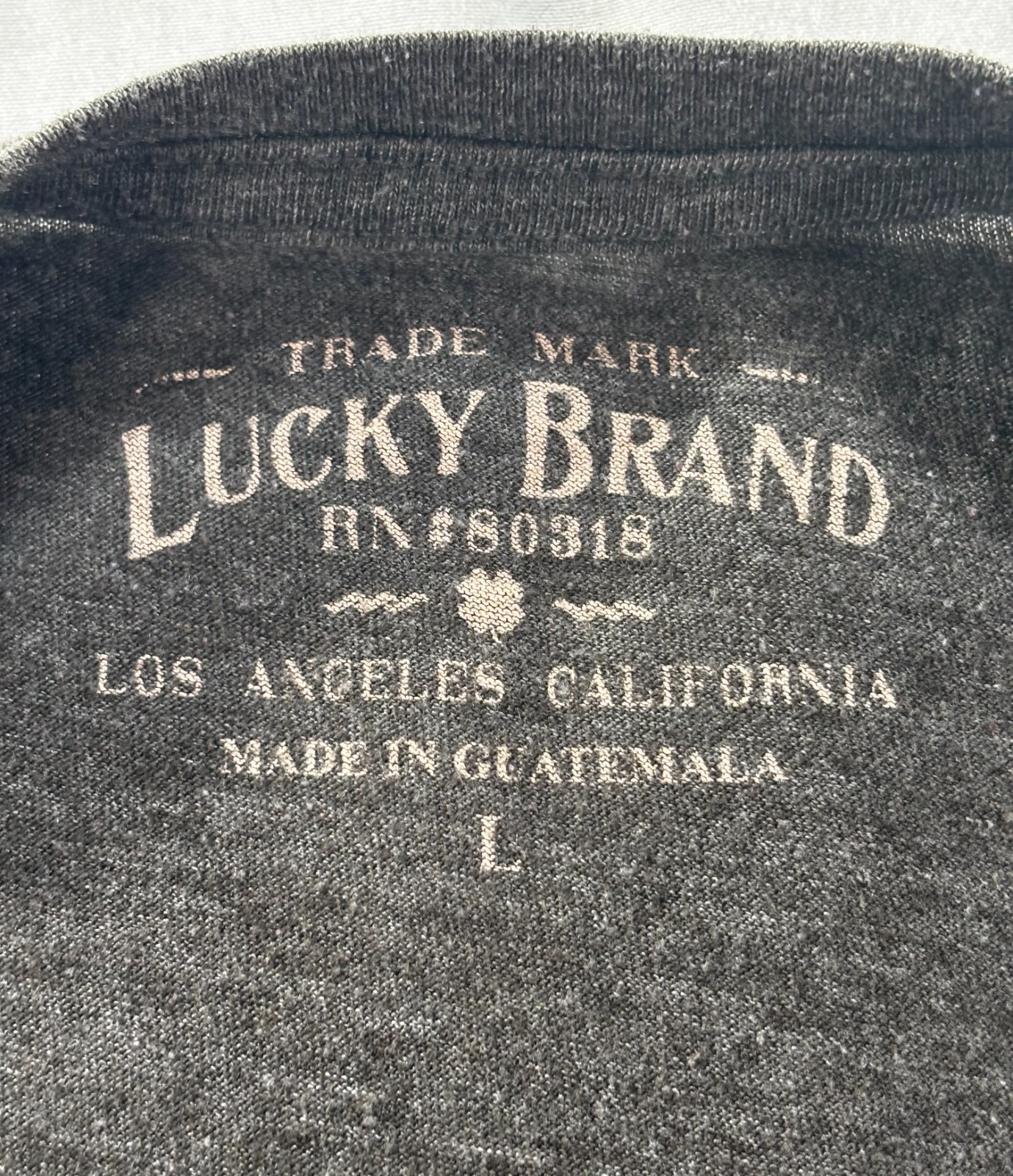 Lucky Brand Graphic T-Shirt Mens Sz L Too Tough To Die Poker Cards Skull Gray