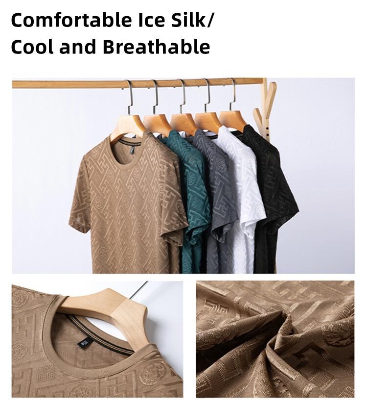 Men’s Breathable Ice Silk T-shirt Lightweight Summer Casual Designer Tee New