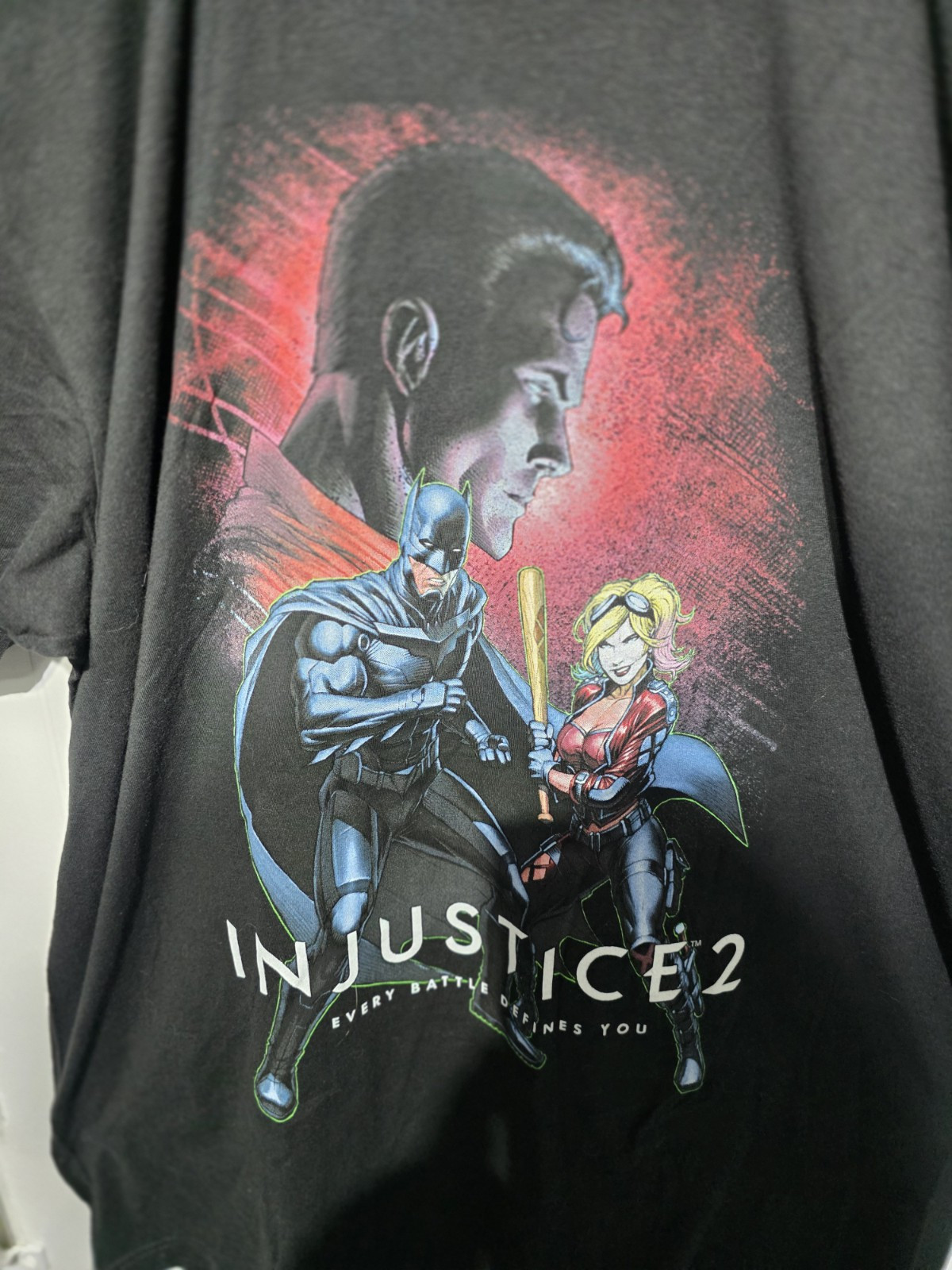 Loot Crate Exclusive Injustice 2 Black 100% Cotton Short Sleeve Shirt Size XL