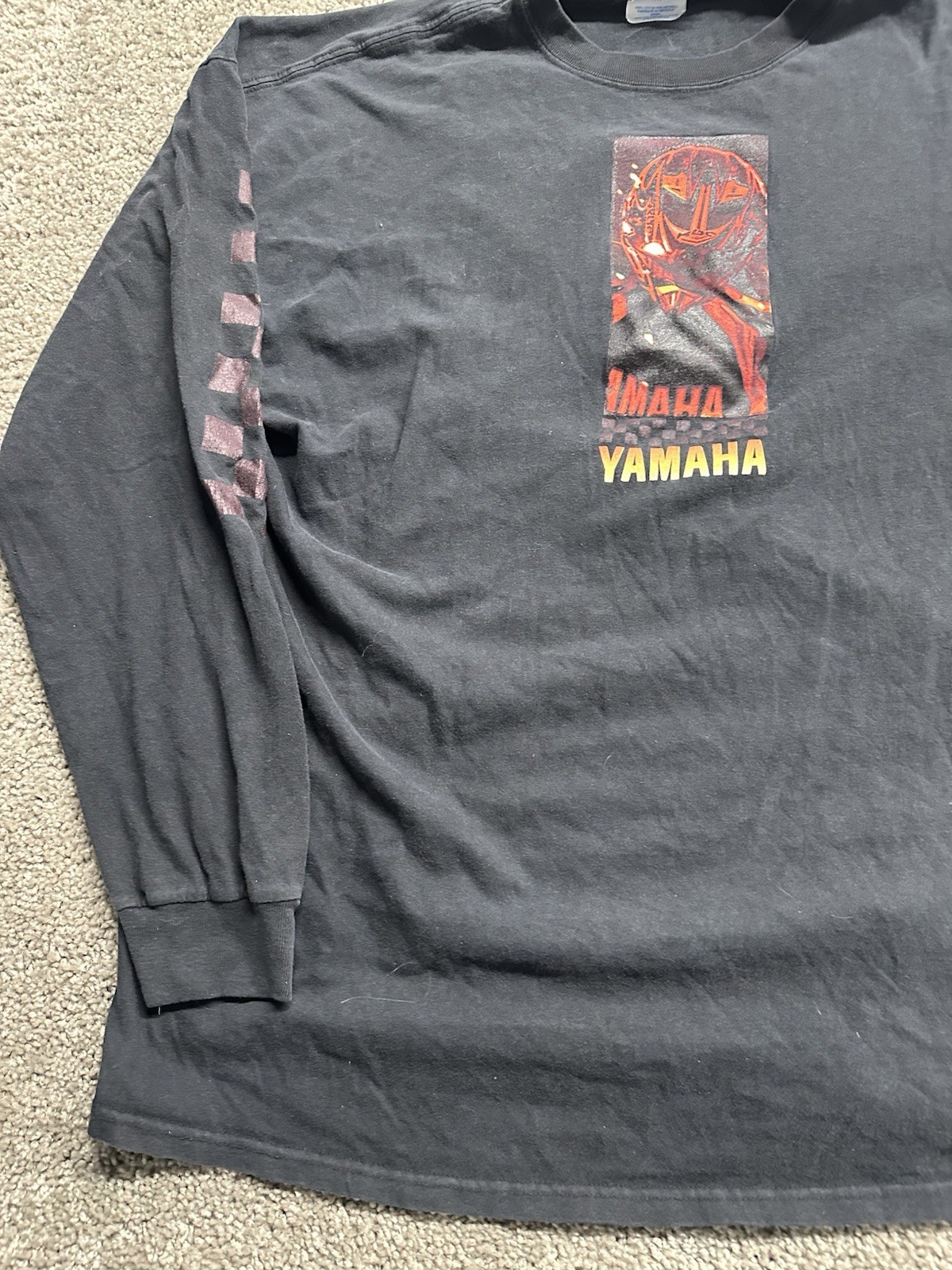 Vintage 90s YAMAHA ULTIMATE Snowmobile Sleeve Hit Long Sleeve Checker XXXL 3XL