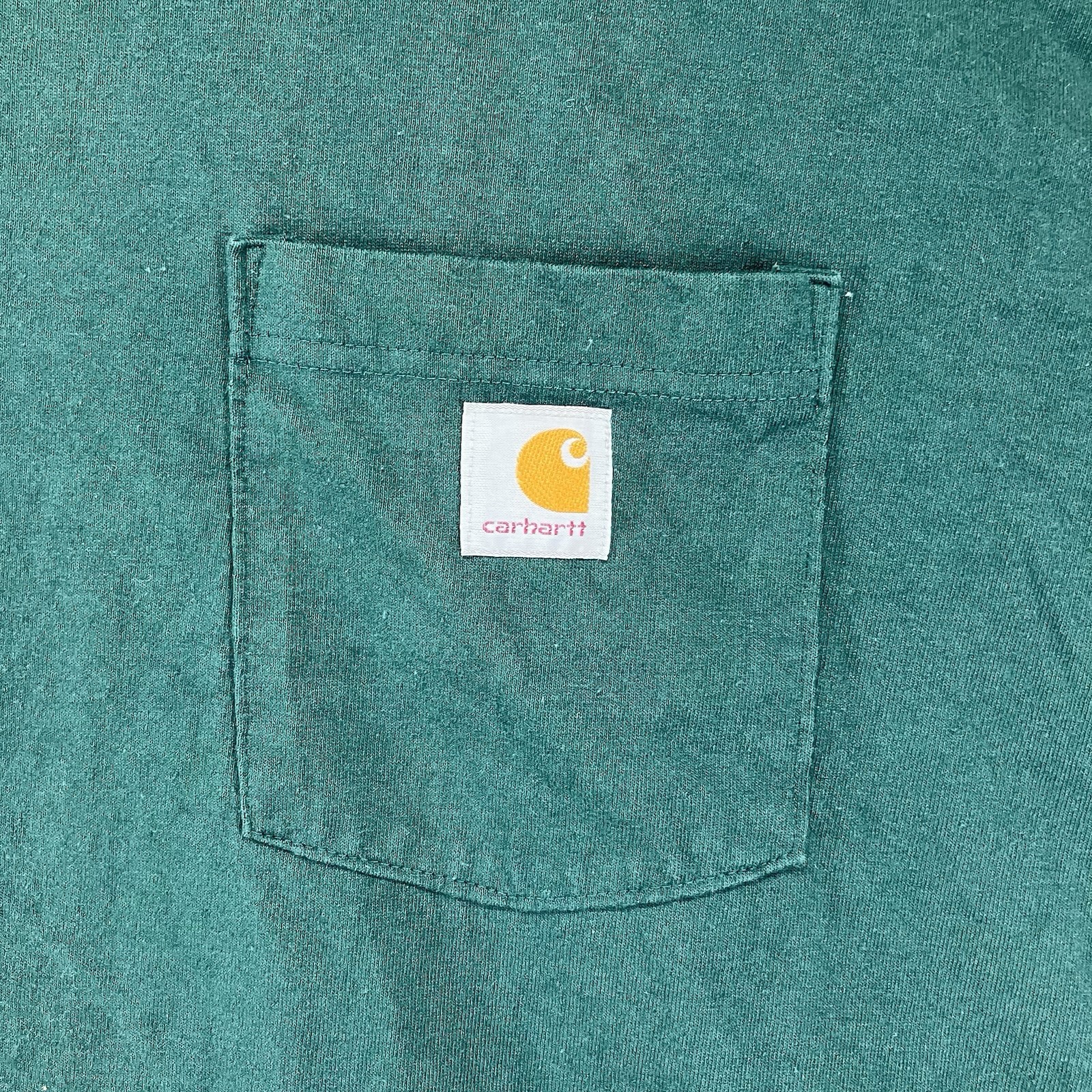 Carhartt Mens Large Short Sleeve T-Shirt OG Fit Heavy Hunter Green Company Logo