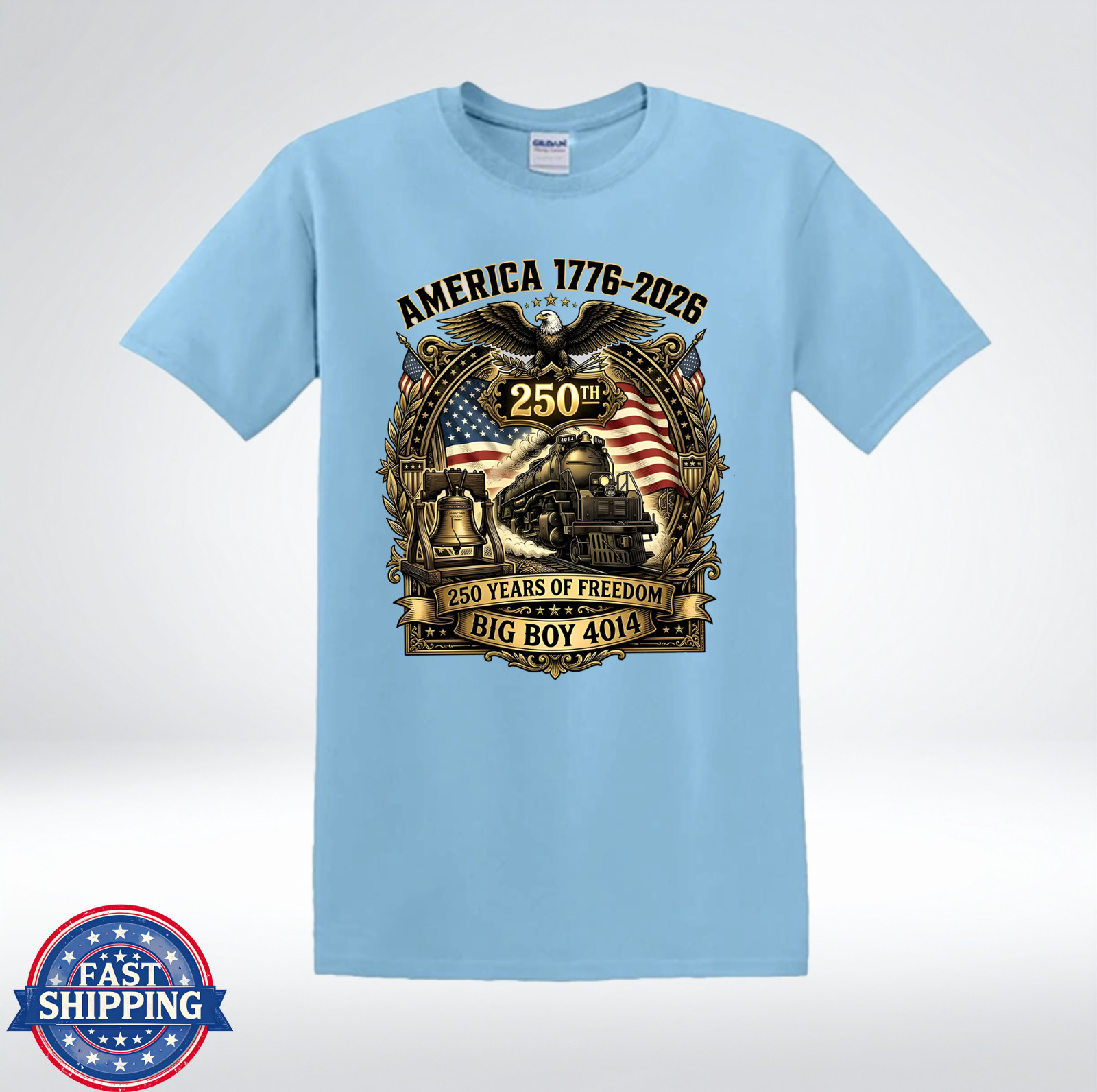 Patriotic Big Boy 4014 Steam Train Graphic T-Shirt