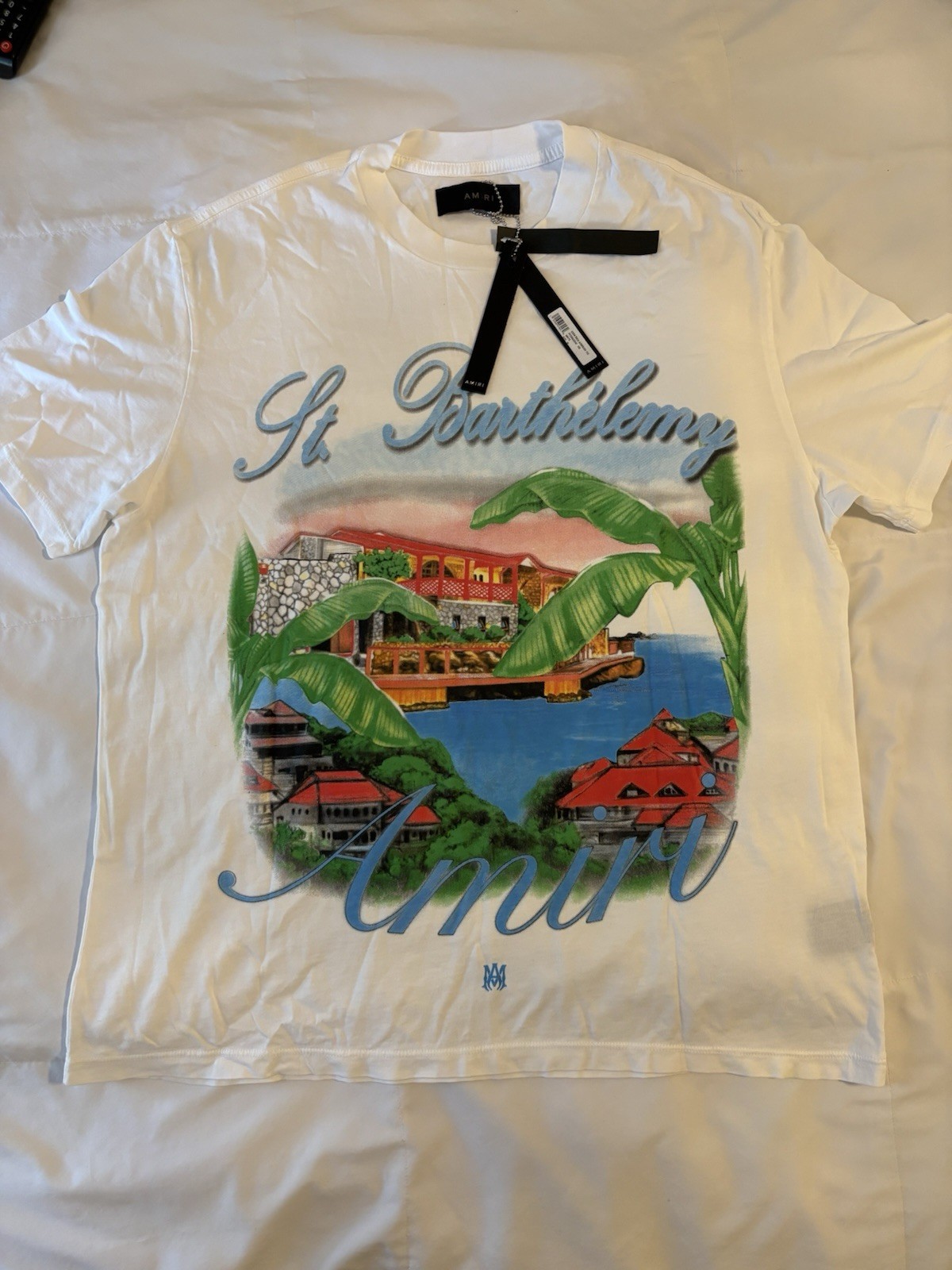 100% Authentic Men&rsquo;s Amiri Eden Rock T-Shirt White PF23MJG042 Size M With Tags