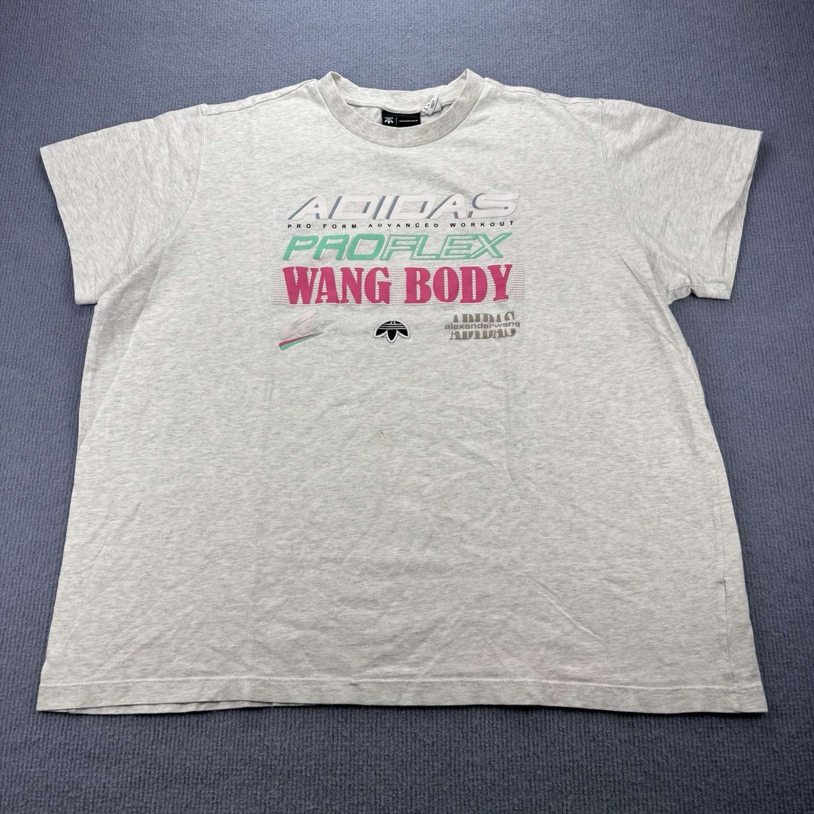 Alexander Wang x Adidas Men’s XL Boxy Oversized Graphic Tee Grey Pro Flex