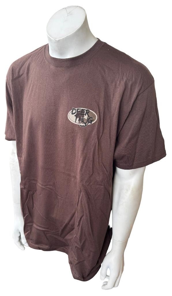 Anvil Men&rsquo;s Deer Thug Graphic Brown Short Sleeve Shirt Size X-Large