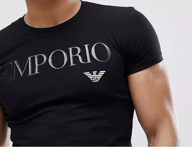 EMPORIO ARMANI New Black Men&rsquo;s T-shirt Glossy print, size M*L*XL*XXL*3XL