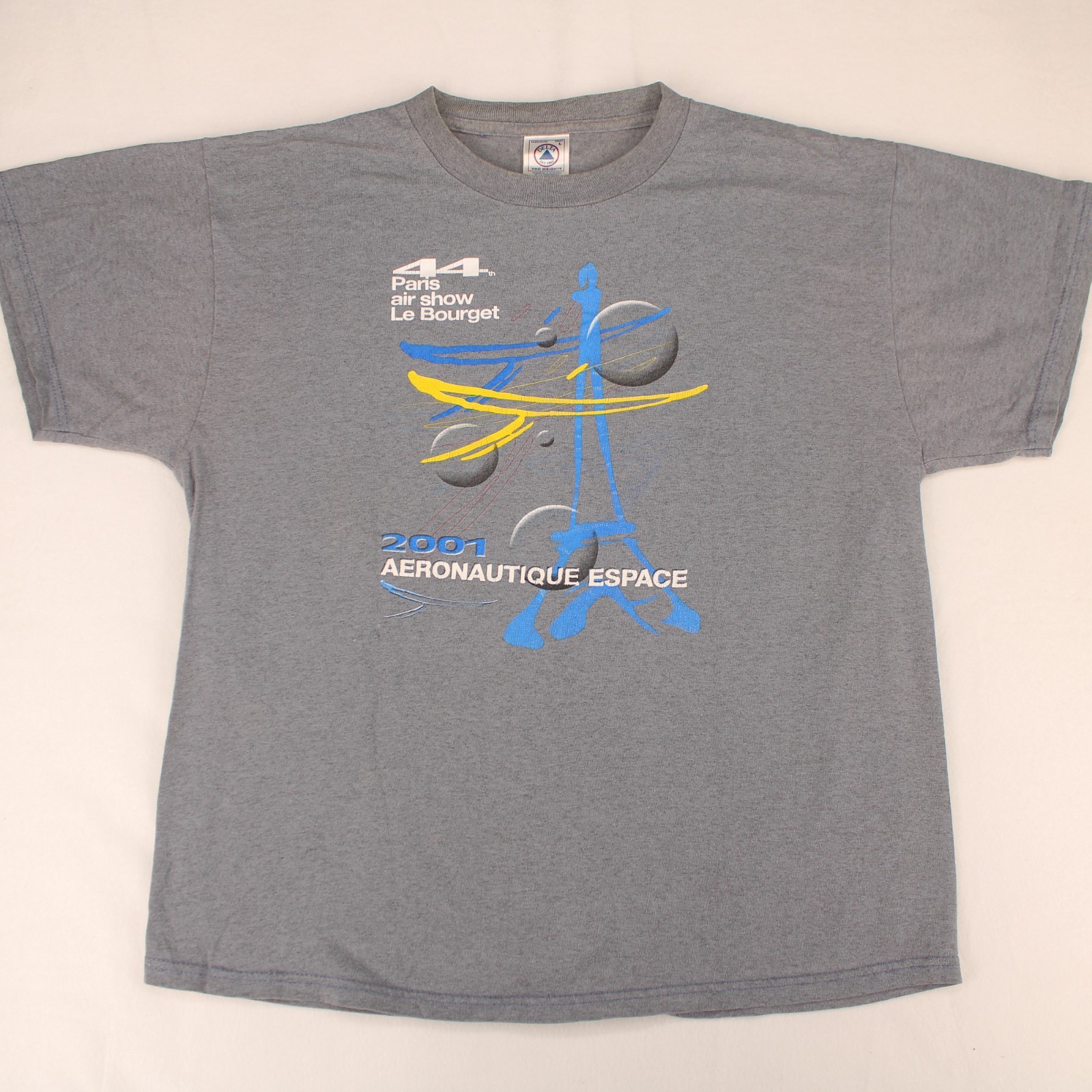 2001 PARIS AIR SHOW Vtg y2k Delta Pro Eiffel Tower Graphic T-SHIRT Men&rsquo;s L