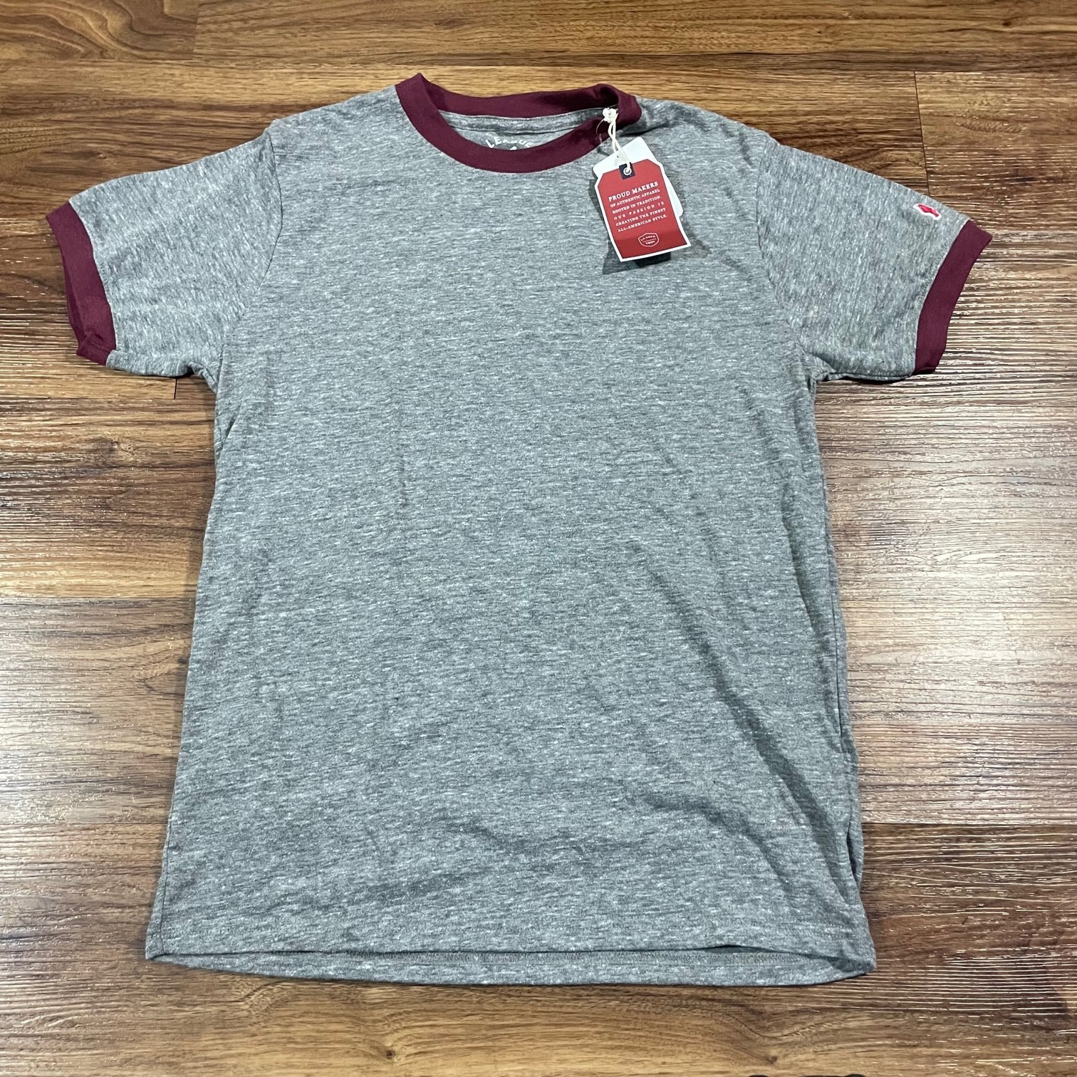 League 91 Crew Neck Short Sleeve Gray Shirt Mens Size Small NEW
