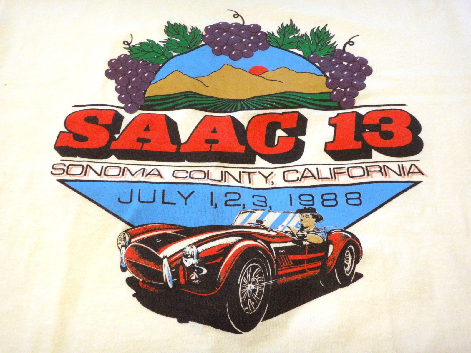 1988 Shelby American Automobile Club T Shirt SAAC 13 Sonoma County CA Ford Cobra