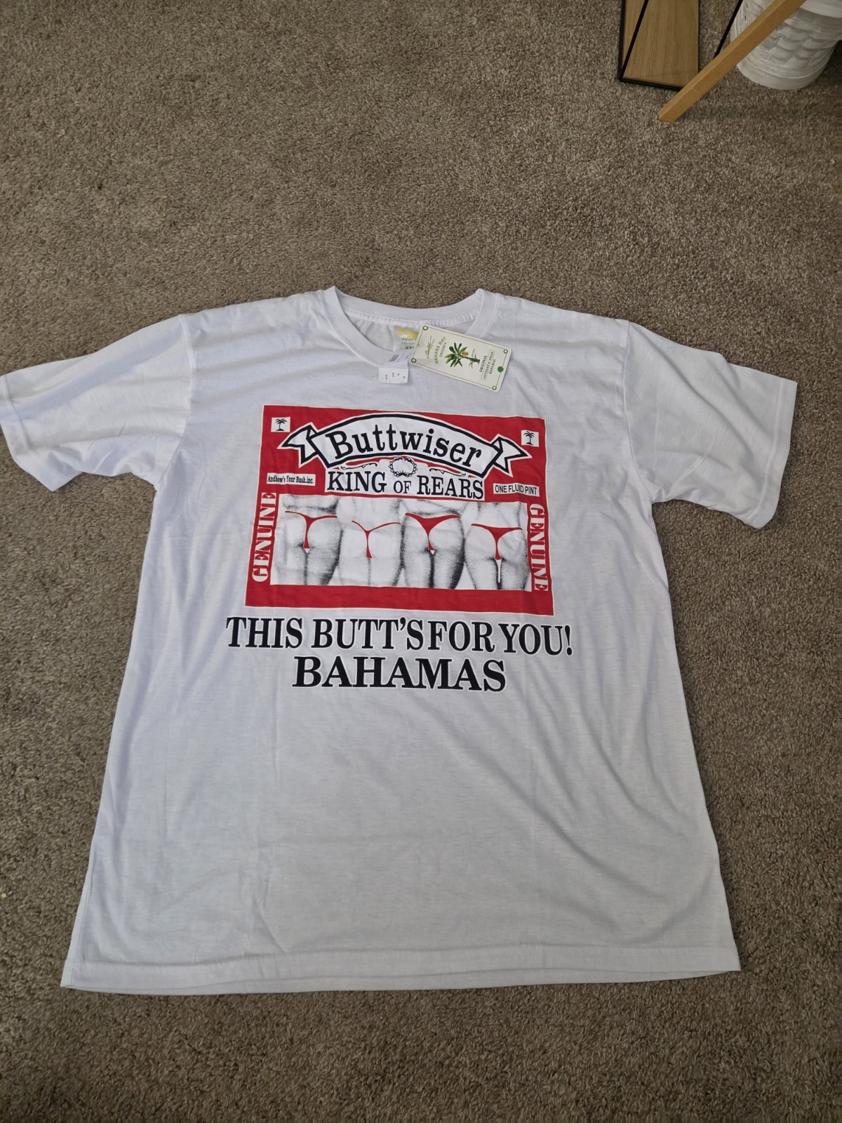 Vintage Buttweiser King of Rears Budweiser Parody Graphic T-Shirt Size 2XL White