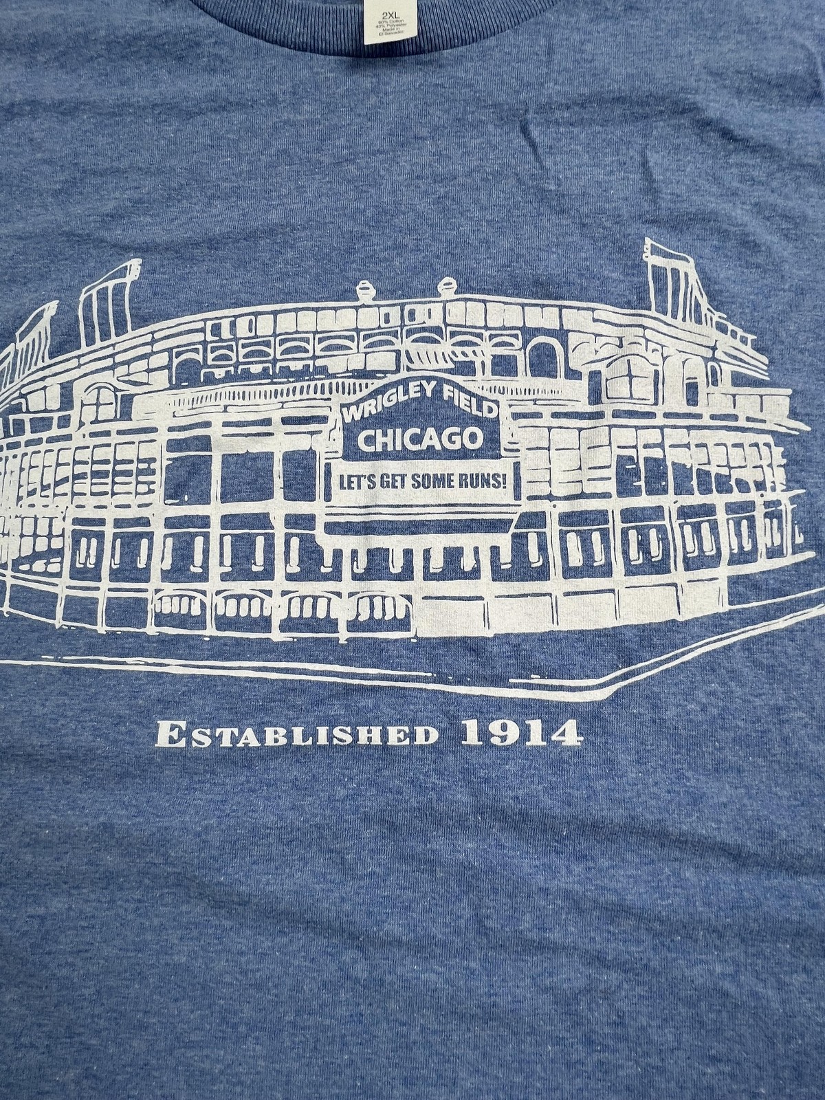 Fruit Of The Loom Shirt Mens 2XL Blue Wrigley Field Chicago Graphic Cubs Tee