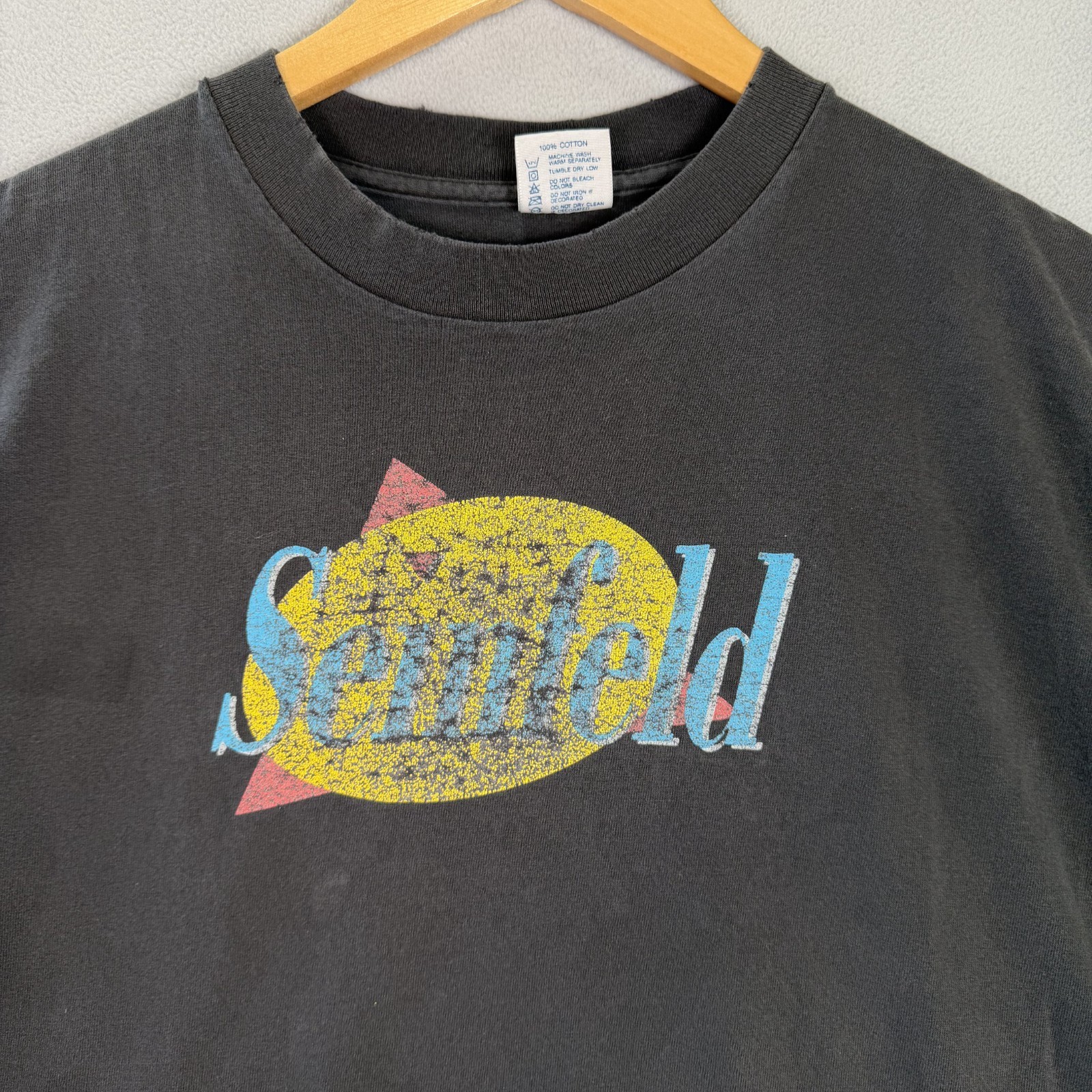 VTG 90s Seinfeld T Shirt Mens XL Black Fade Promo Single Stitch USA Thin Cotton