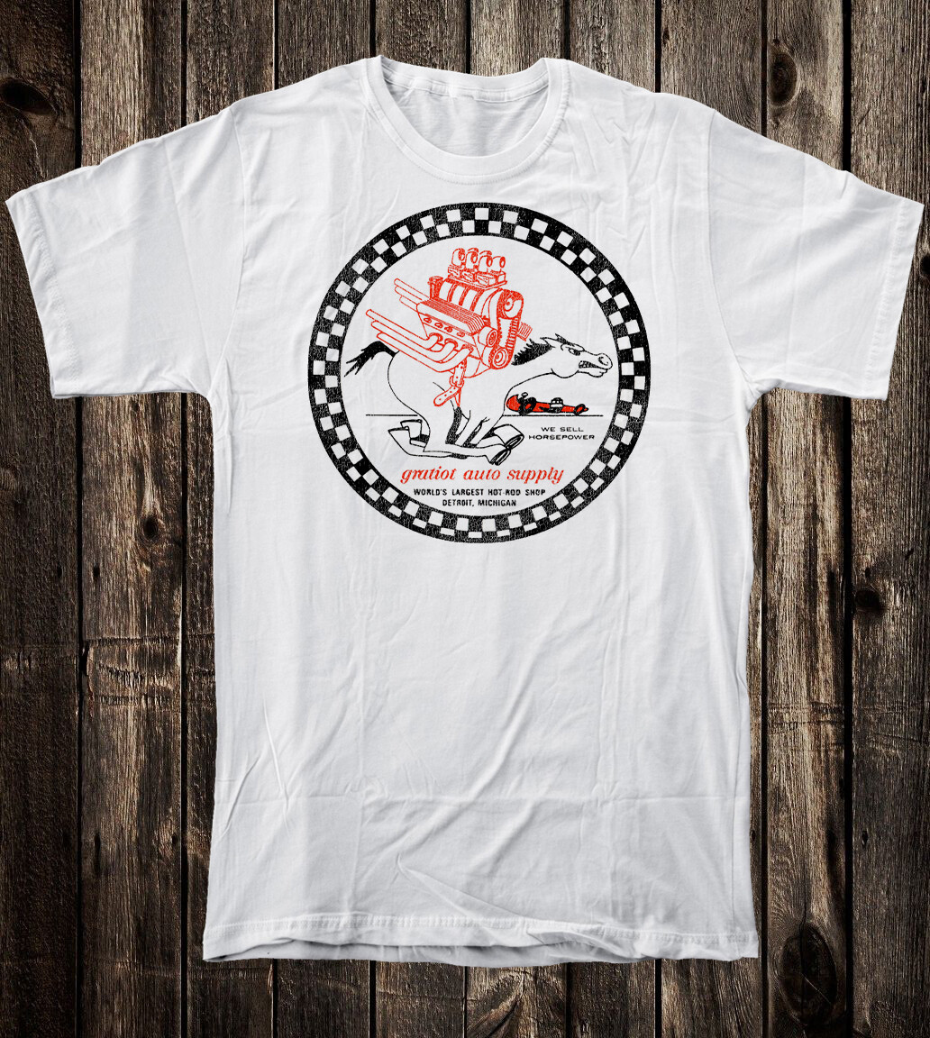 Hot Rod Tee T Shirt Drag Race 100% Cotton Gratiot Auto Supply Speed Shop