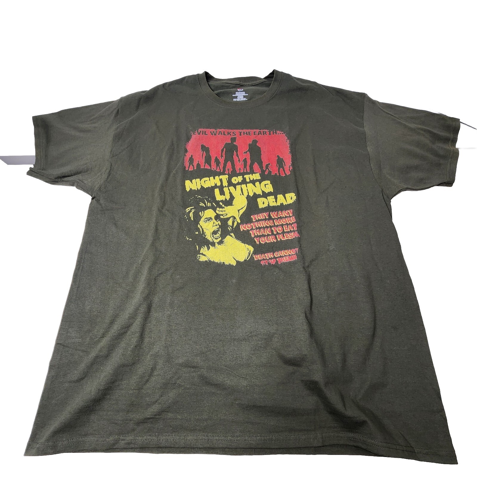 Night of the Living Dead Movie Shirt Men&rsquo;s 2XL Horror Y2K OD Green Short Sleeve