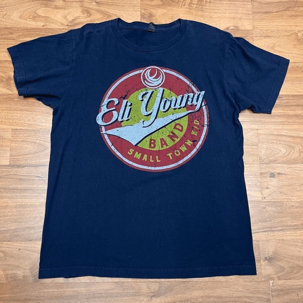 Tultex Mens Pre-Shrunk Cotton Eli Young Band Small Town Kid T-Shirt Black Medium