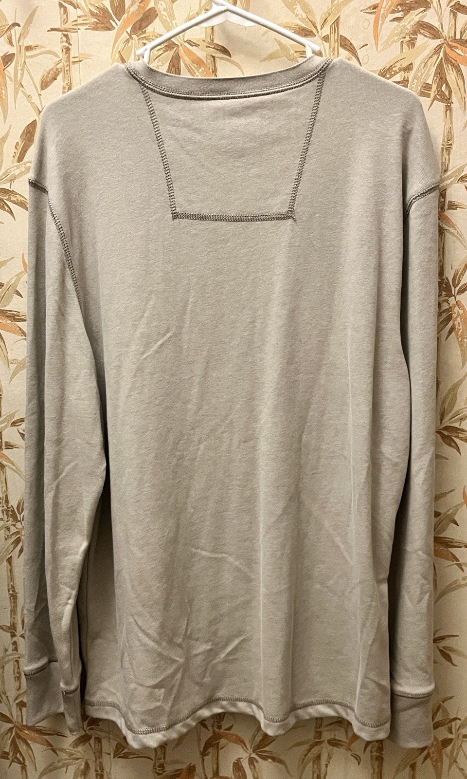 G.H. Bass Mens Carbon Henley Shirt L New, Beige Plaza Taupe Cotton Blend