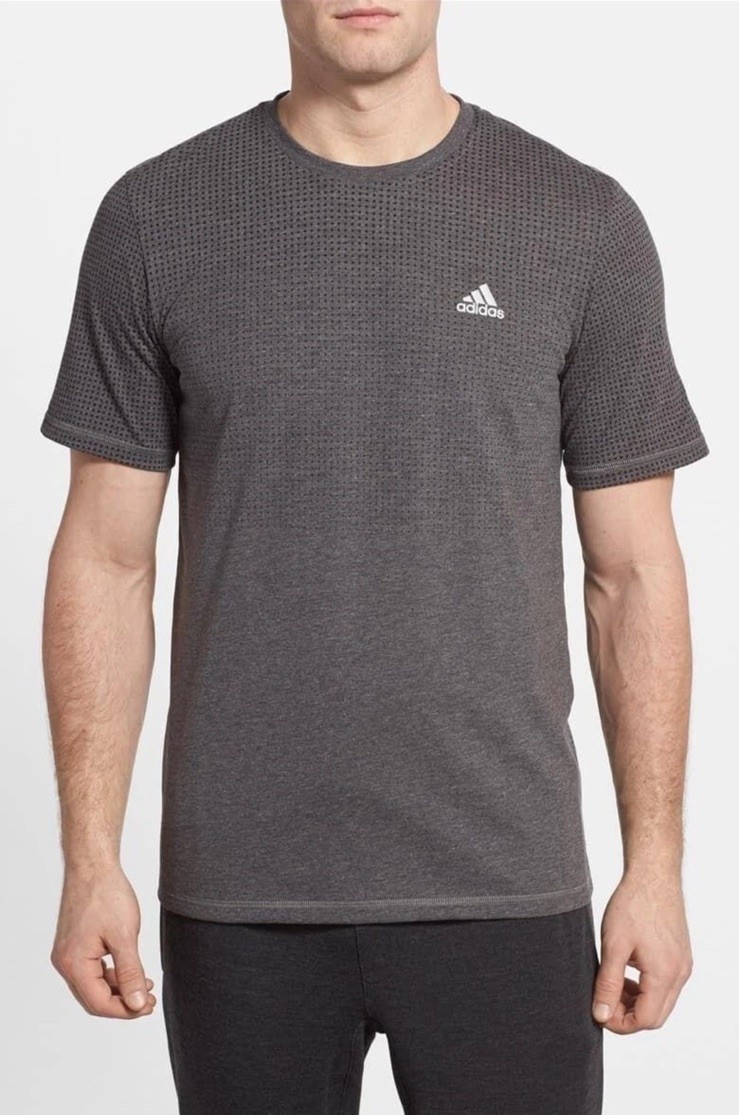 Adidas Climacool Mens Short Sleeve Aeroknit Textured Tee Shirt Gray Large