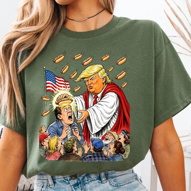 Trump Hotdog Jesus Shirt, Funny Political Satire Tee, Trump Meme Gift shirt