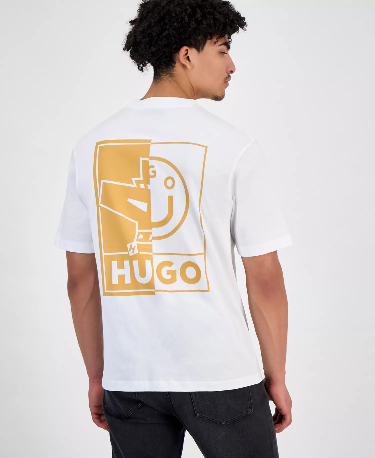 Hugo Boss Men&rsquo;s Nedix Logo Graphic T-Shirt Cotton Reg Fit White-Medium