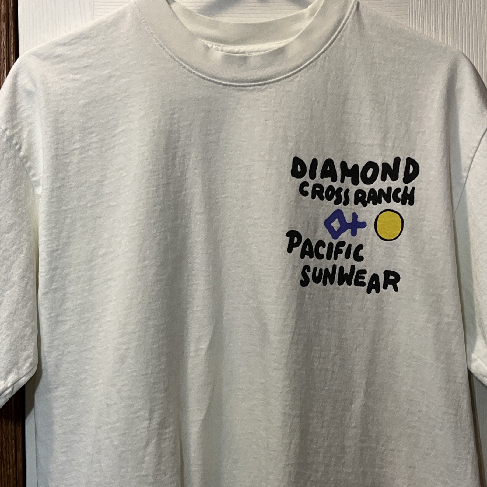 Diamond Cross Ranch White T-Shirt Tee Men&rsquo;s Size Med Jackson Hole Wyoming Cowboy