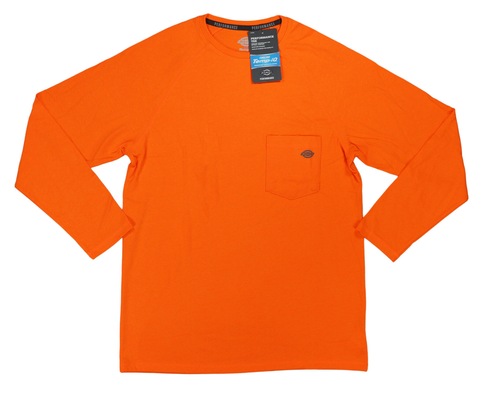 Dickies Long Sleeve Crew Neck Chest Pocket Temp IQ Performance Mens T-Shirt NWT