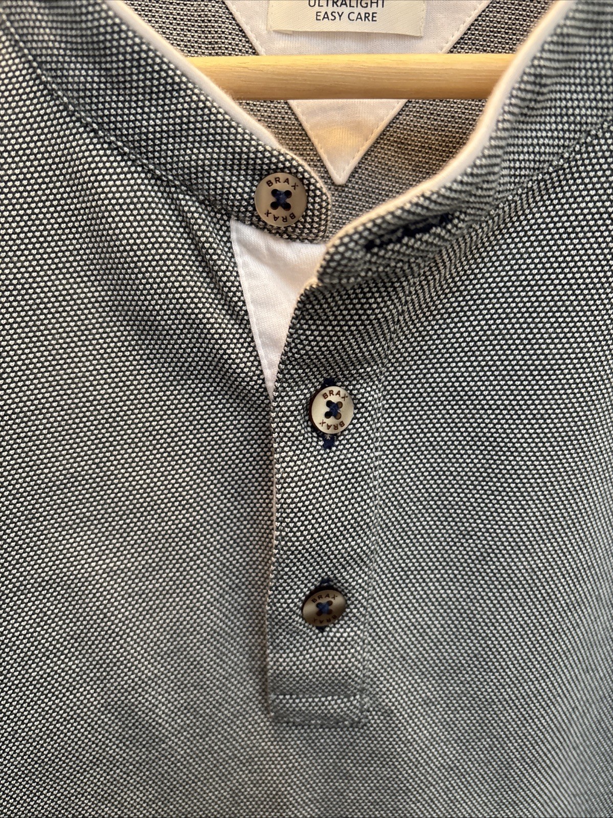 Brax Men&rsquo;s Feel Good Henley Long Sleeves XL Ultralight, Easy Care, Gray/Blue