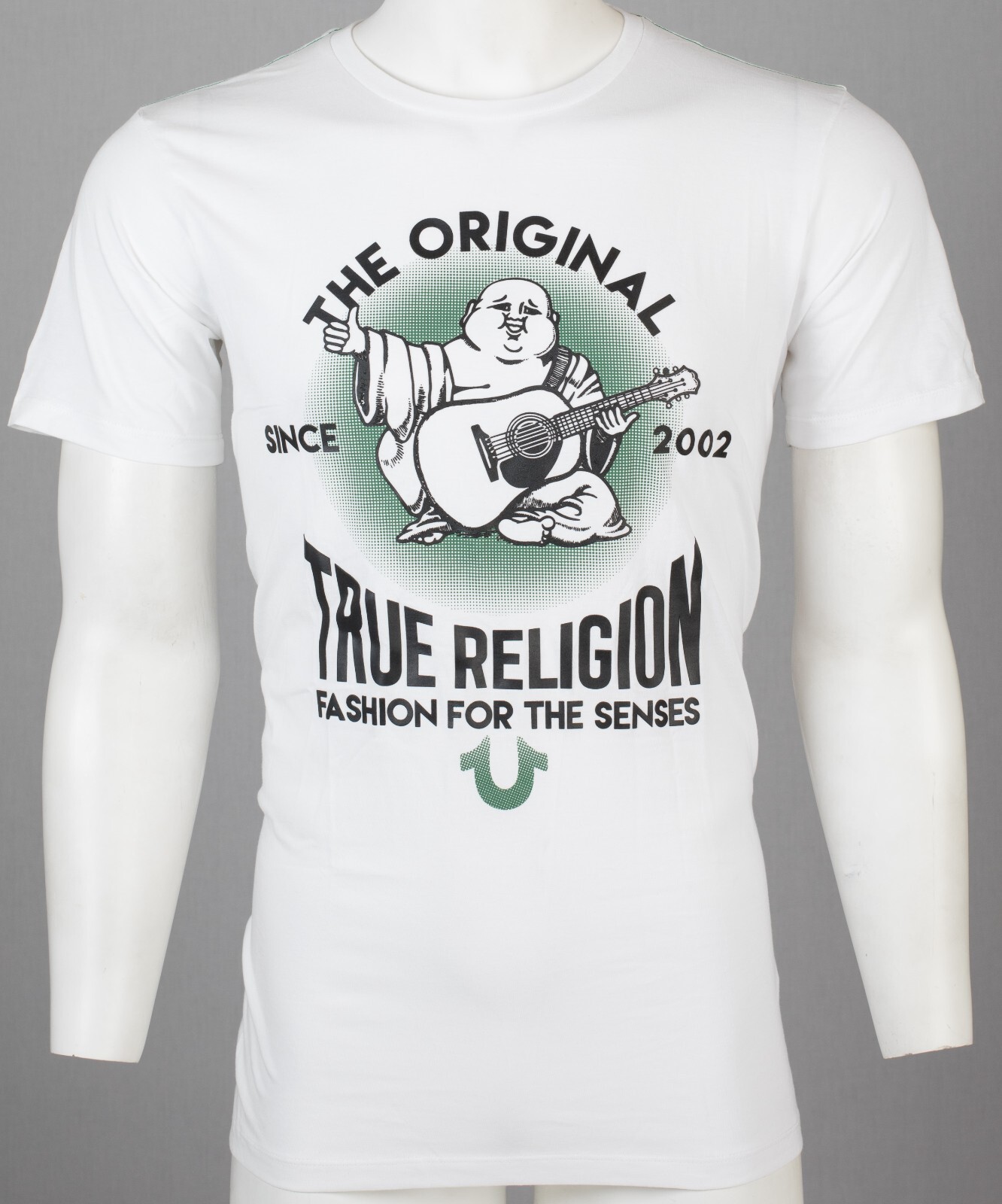 $69 TRUE RELIGION White REAL DEAL BUDDHA Short Sleeve Designer Graphic T-shirt