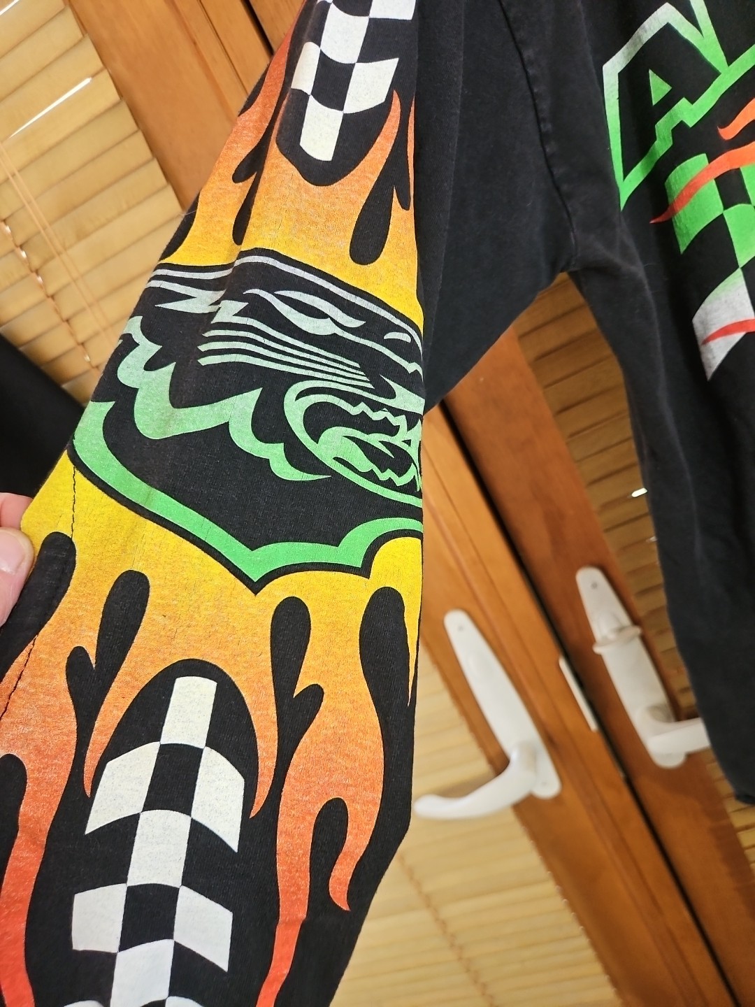 Vintage Arctic Cat Long Sleeve Fire Flames Snowmobile Racing Jersey Tee Harley