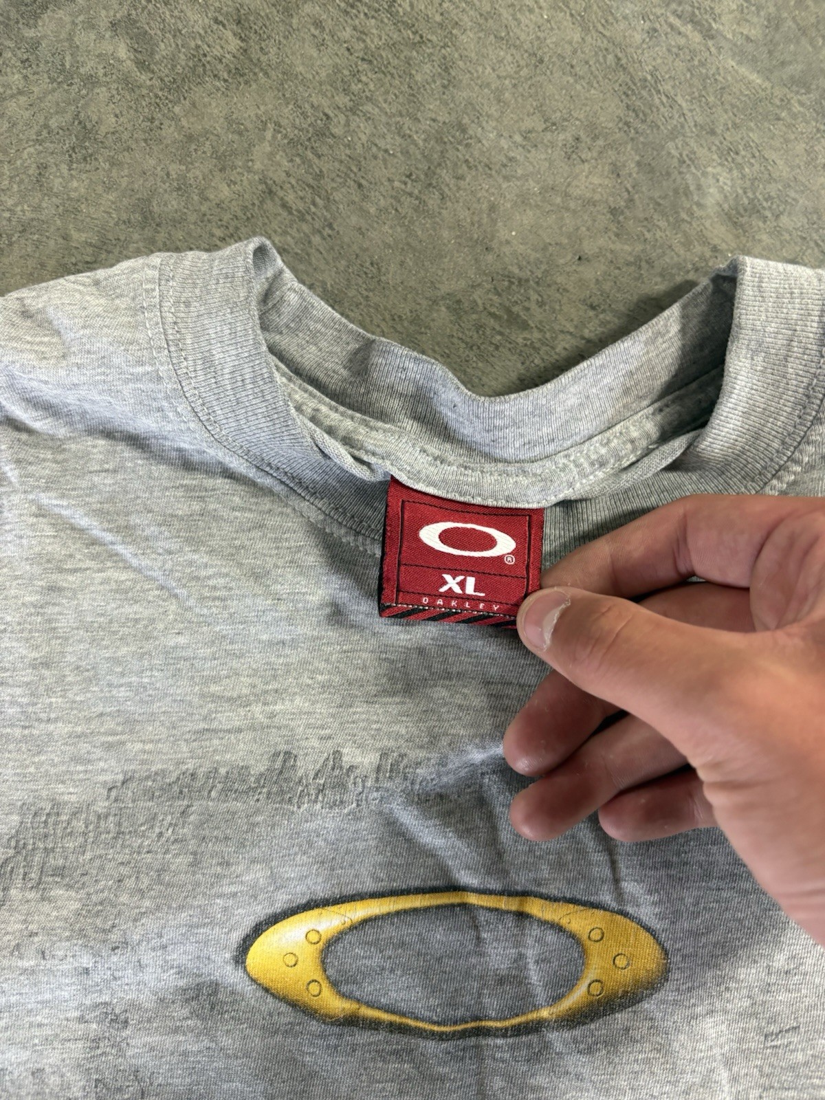 Oakley software Mens Gray Logo Graphic Crew Neck Short Sleeve T-Shirt XL Cotton