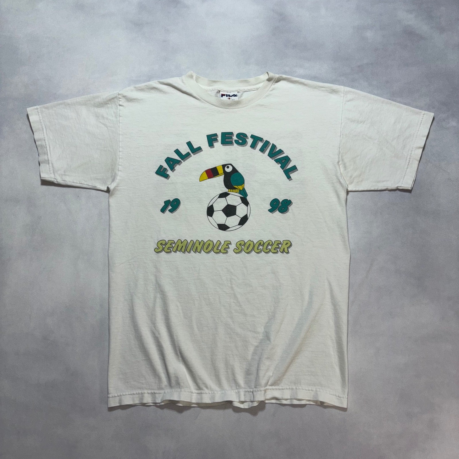 Vintage 90&rsquo;s Fila Soccer T-Shirt Mens Small White Fall Festival 1998 Made in USA