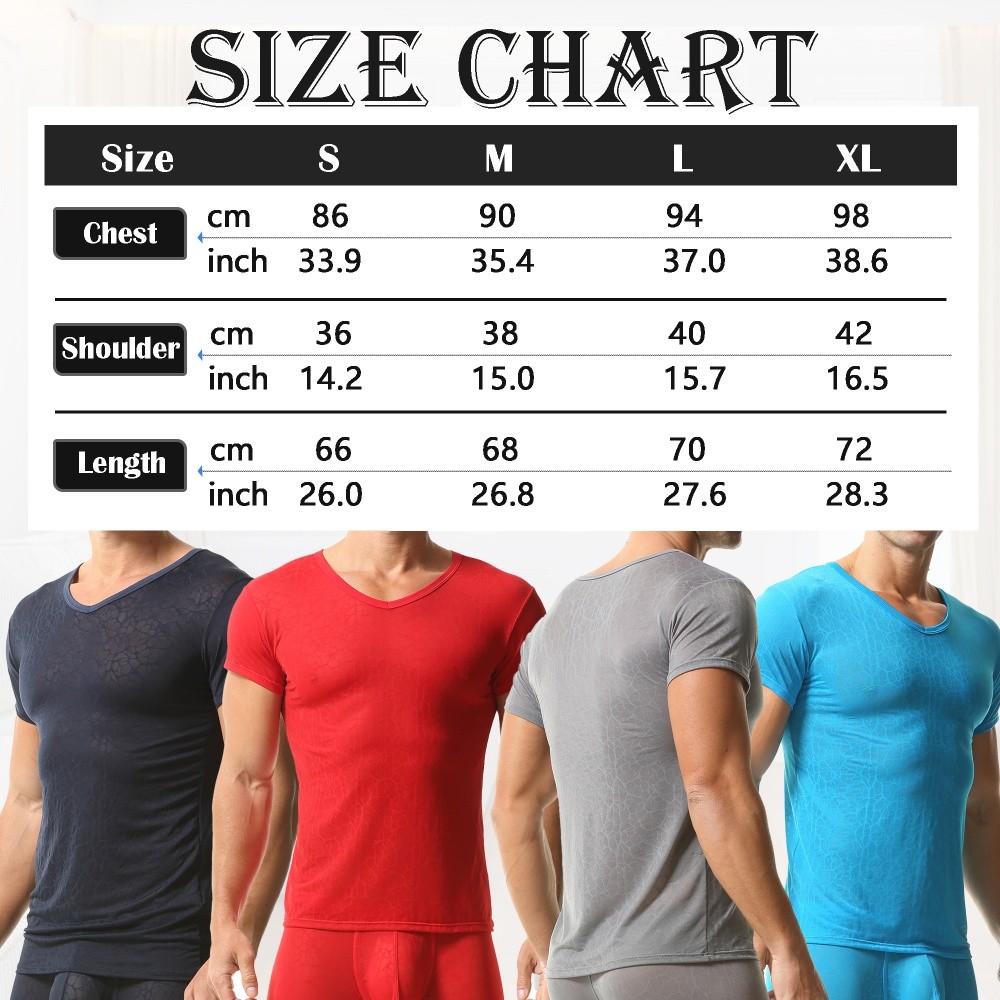 Men&rsquo;s Ultra-thin Short Sleeve T-shirts V-neck Slim Fit Undershirts Basic Tops XL