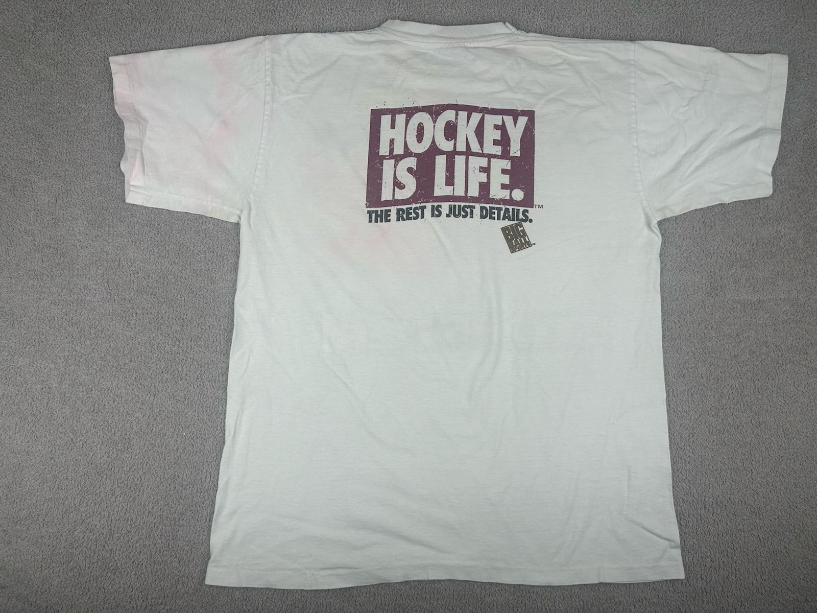 Vtg The Puck Stops Here Hockey Is Life T-shirt Large White Big Ball Sports
