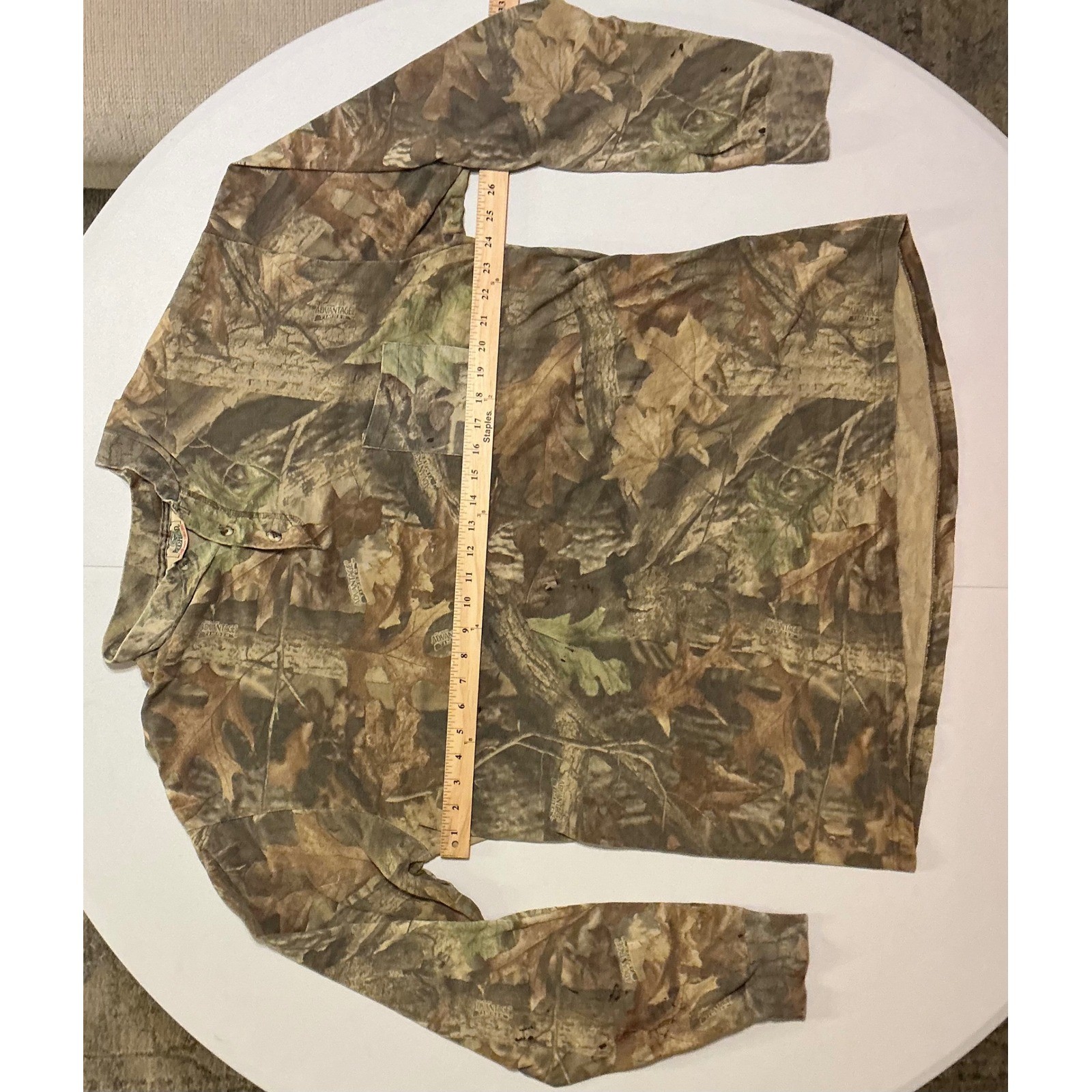 VTG RedHead Advantage Timber Camo Henley XL Thrashed Distressed Hunting Shirt