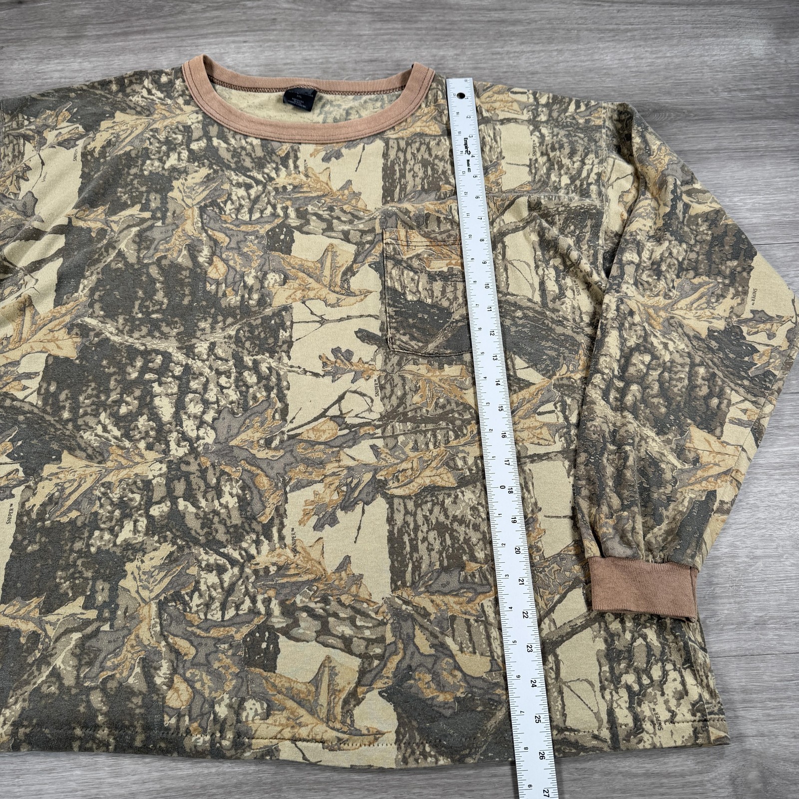 Vintage Boxy Fit Camo Shirt 2XL Sniper Long Sleeve Pocket USA Ace AOP Faded