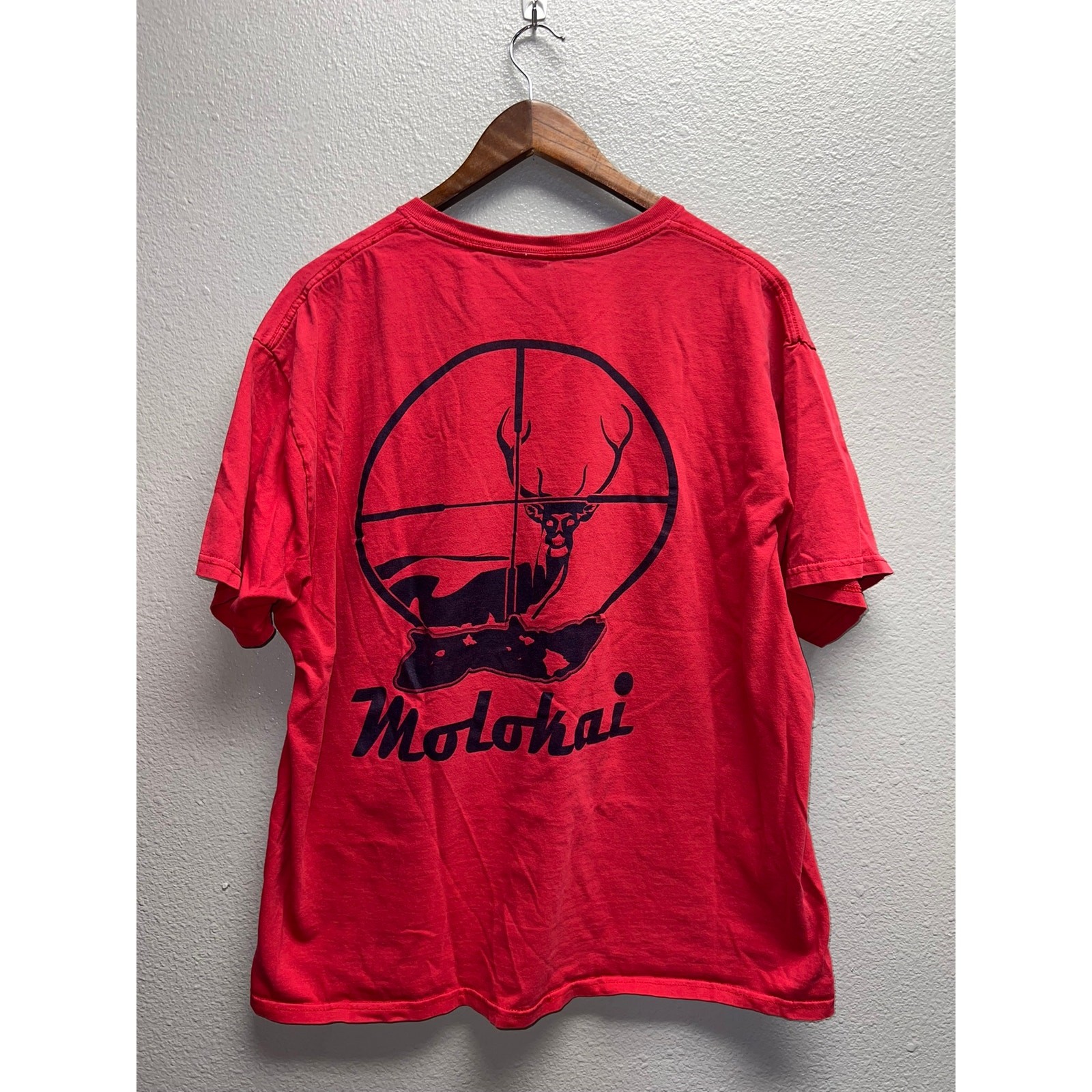 Vintage Molokai Shirt Hunting Sniper Scope Hawaii Red Islands Graphic Tee VTG XL