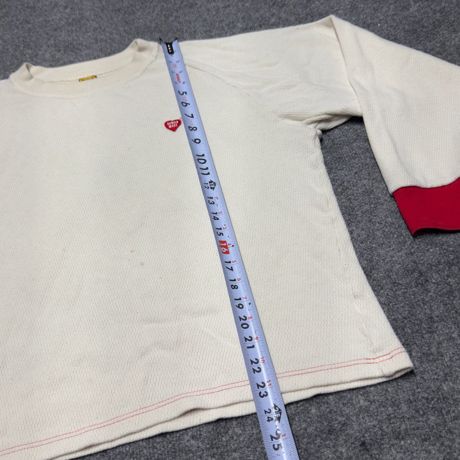 Human Made Japan Nigo Raglan Thermal Knit Long Sleeve Crew Men XL Boxy Cropped