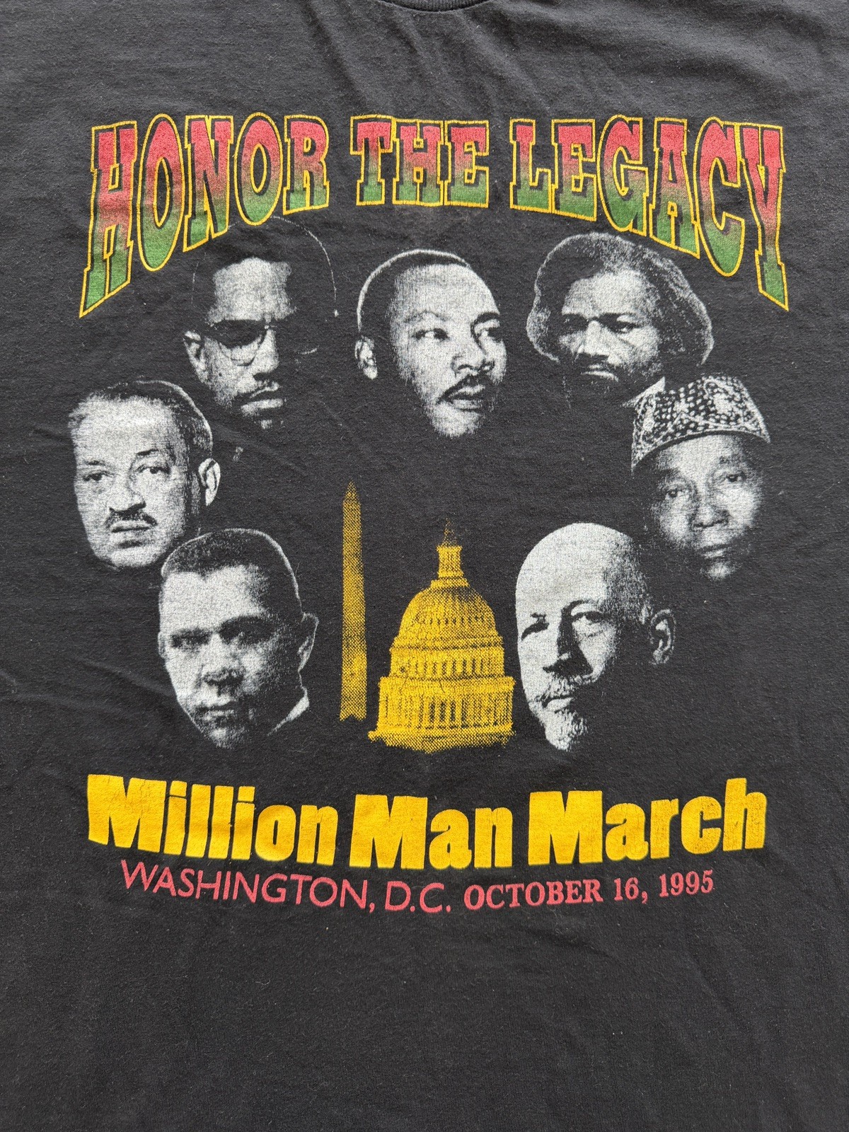 Vintage 1995 Million Man March T-Shirt Honor The Legacy MLK Malcolm X DC 90s