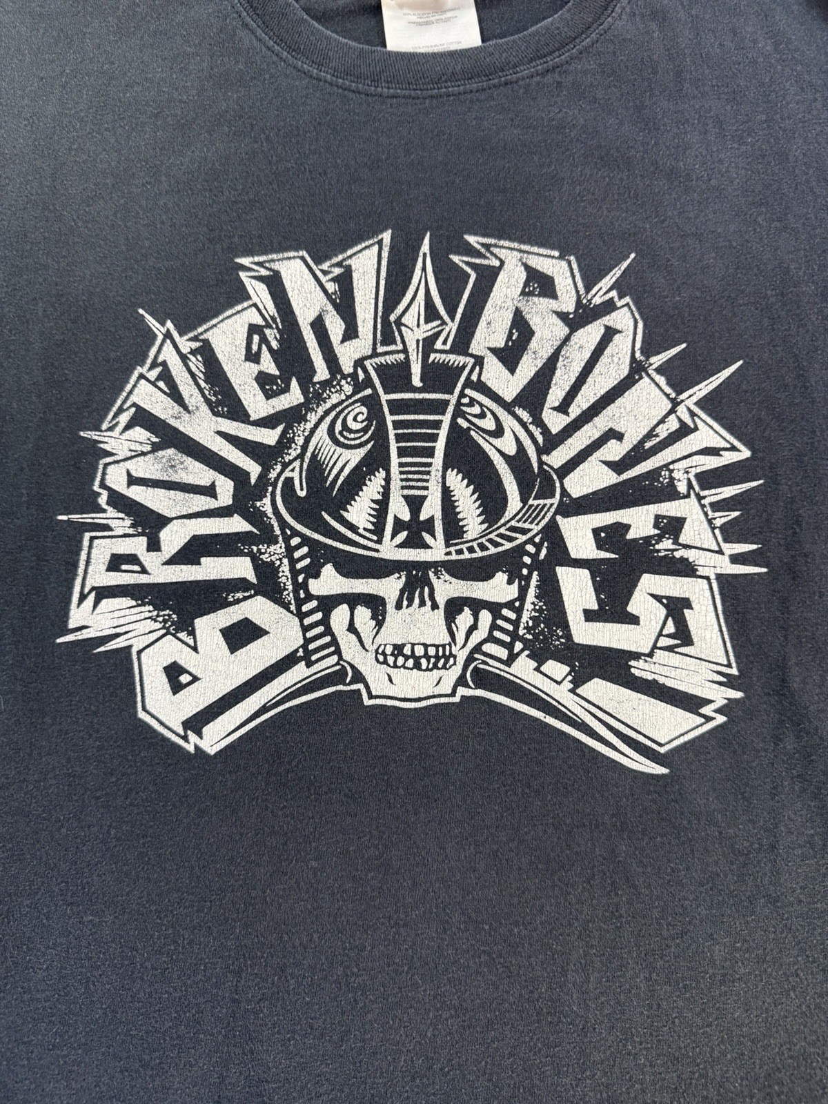 Broken Bones Band Shirt Sleeveless Cut Off Punk Hardcore Faded Black Mens Medium