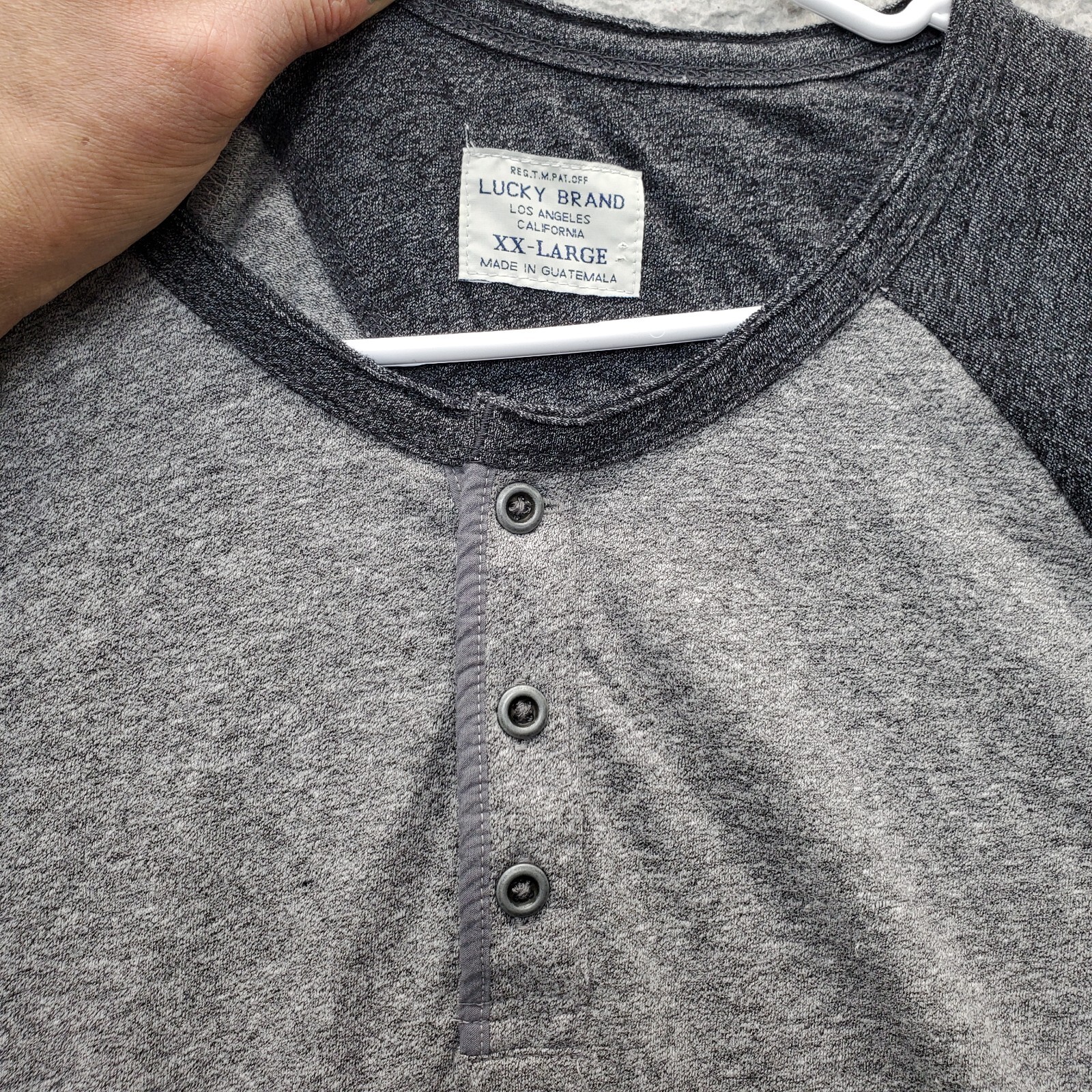 Lucky Brand Henley Shirt Mens 2XL Multi Colorblock Stretch Down Shoulder Sleeve