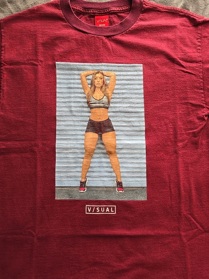 V/SUAL VISUAL Apparel Model Shirt Sexy Image Burgundy Mens Small MEDIUM